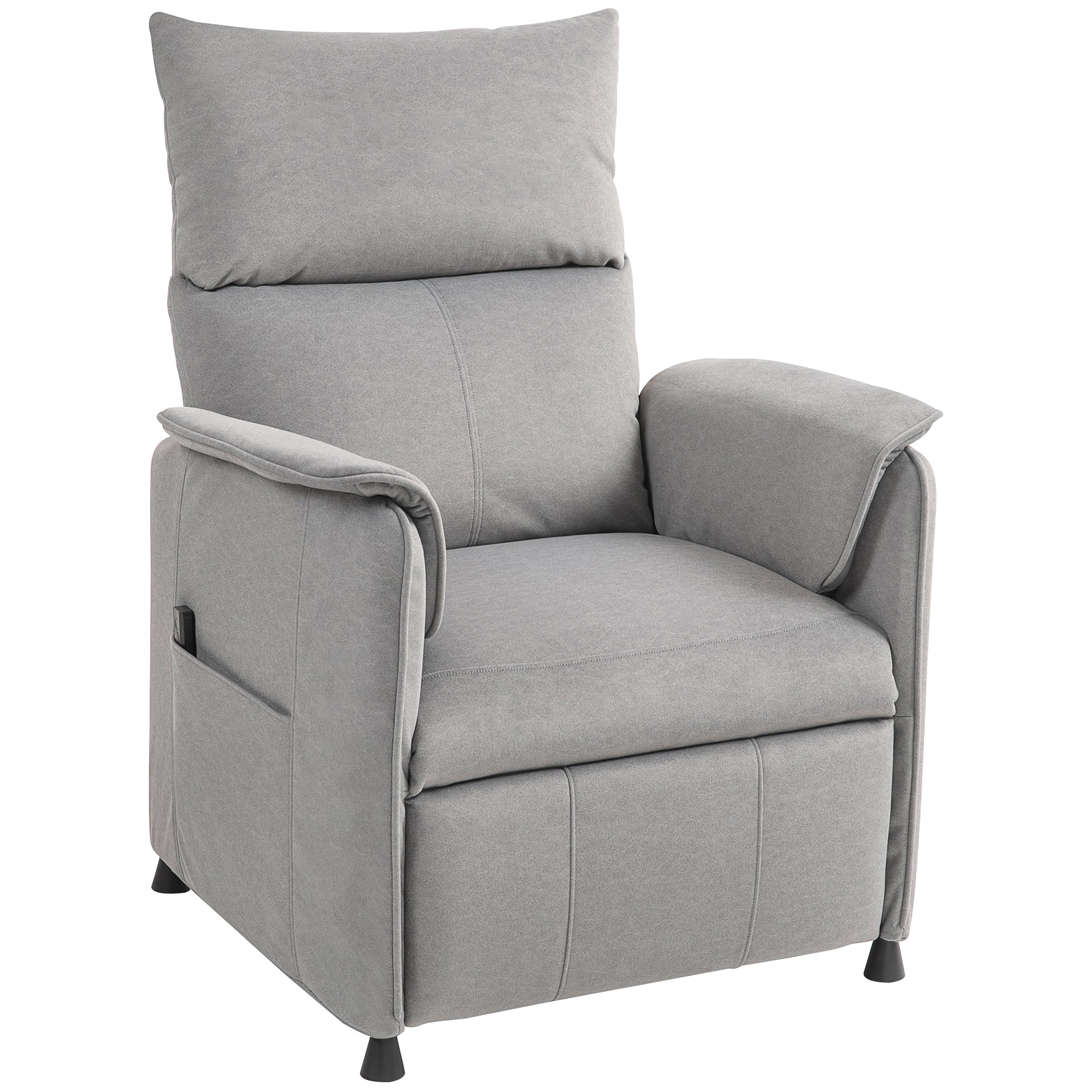 Fauteuil relax électrique fauteuil de relaxation inclinable ultra silencieux avec fonction mémoire, repose-pieds rétractable, télécommande, chaise TV pour chambre bureau home cinéma, gris