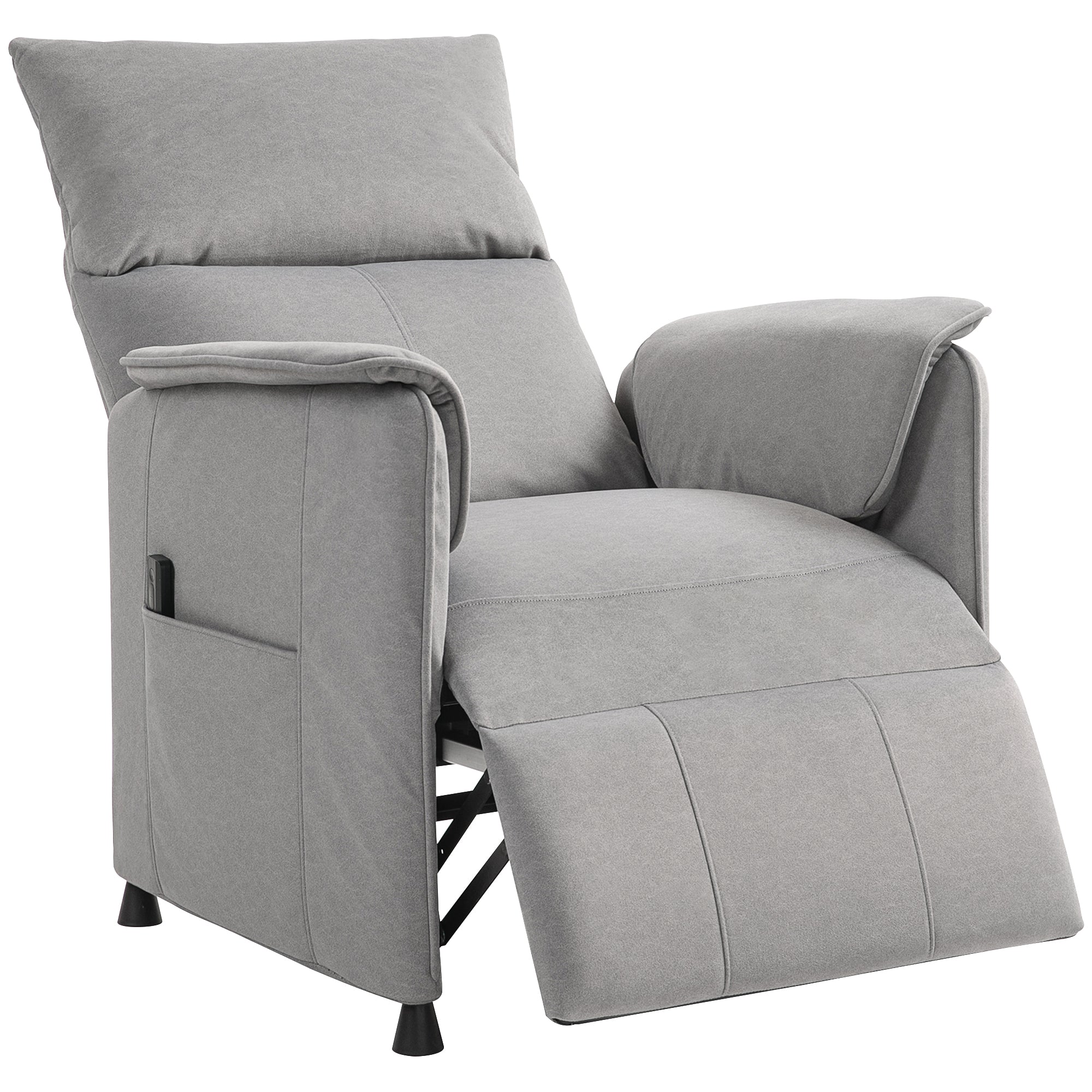 Fauteuil relax électrique fauteuil de relaxation inclinable ultra silencieux avec fonction mémoire, repose-pieds rétractable, télécommande, chaise TV pour chambre bureau home cinéma, gris