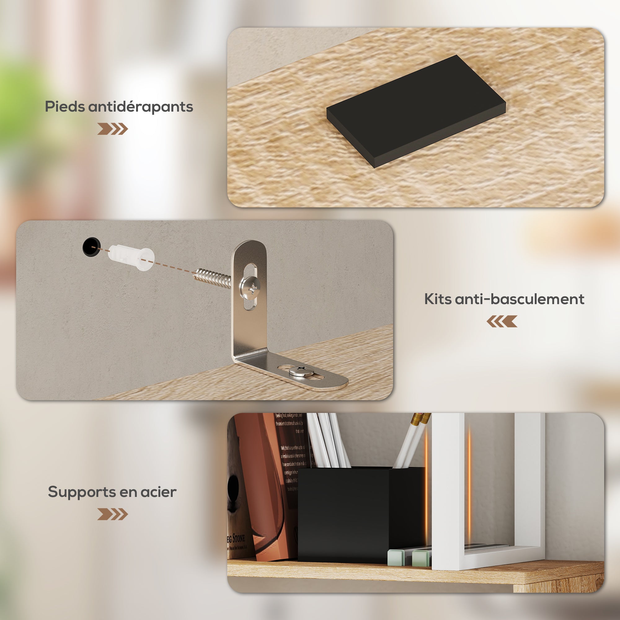 Bibliothèque à 5 niveaux, meuble de rangement en forme de S avec étagères et placard double porte, étagère de rangement pour salon, chambre bureau, 60 x 23,8 x 179,2 cm, effet bois naturel