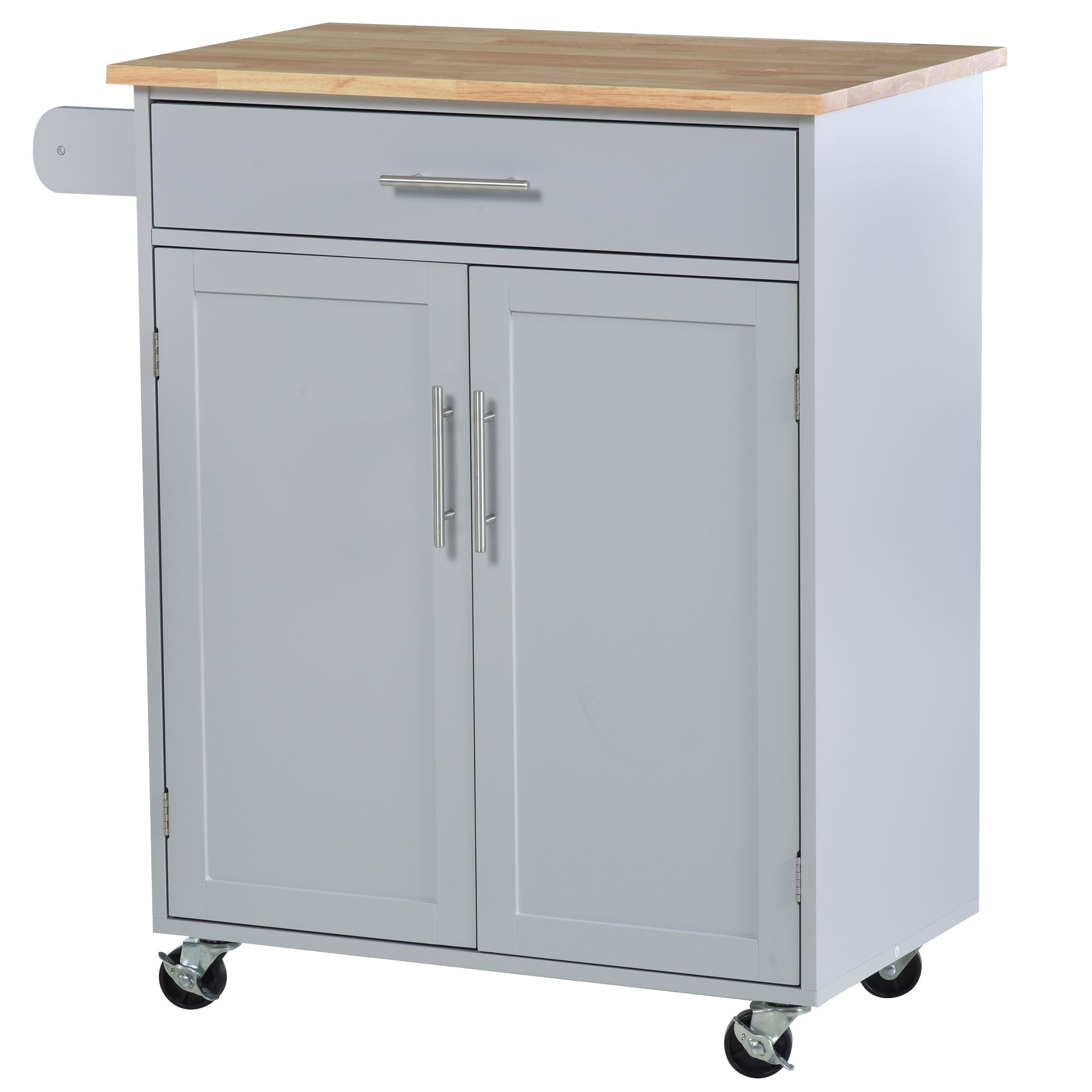 Desserte de cuisine sur roulettes chariot de service Ilot de cuisine avec tiroir de placard et porte-torchons - 83l x 45P x 91,5H cm gris