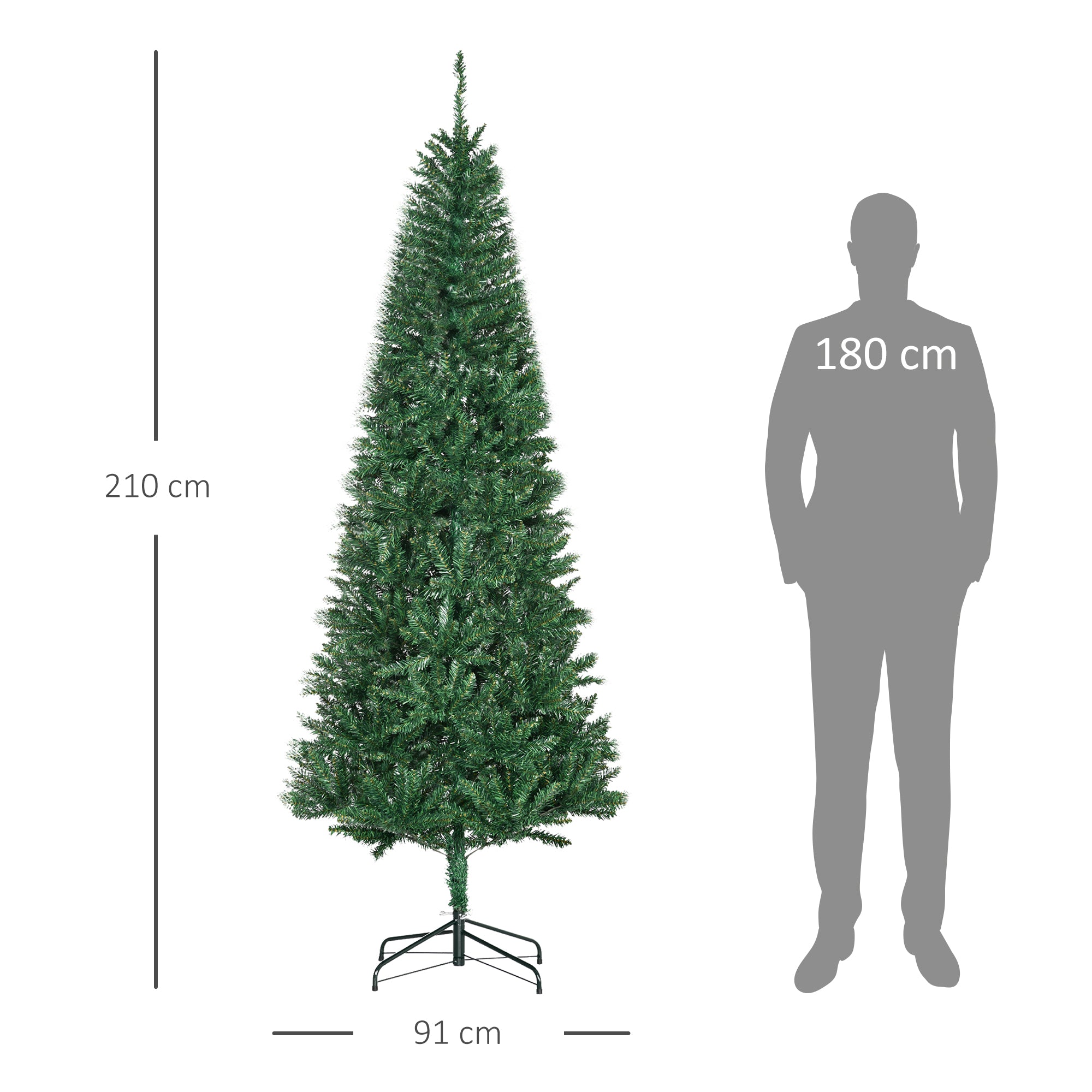 Sapin de Noël Artificiel 210H cm 865 Branches épines Imitation Nordmann Grand réalisme Vert