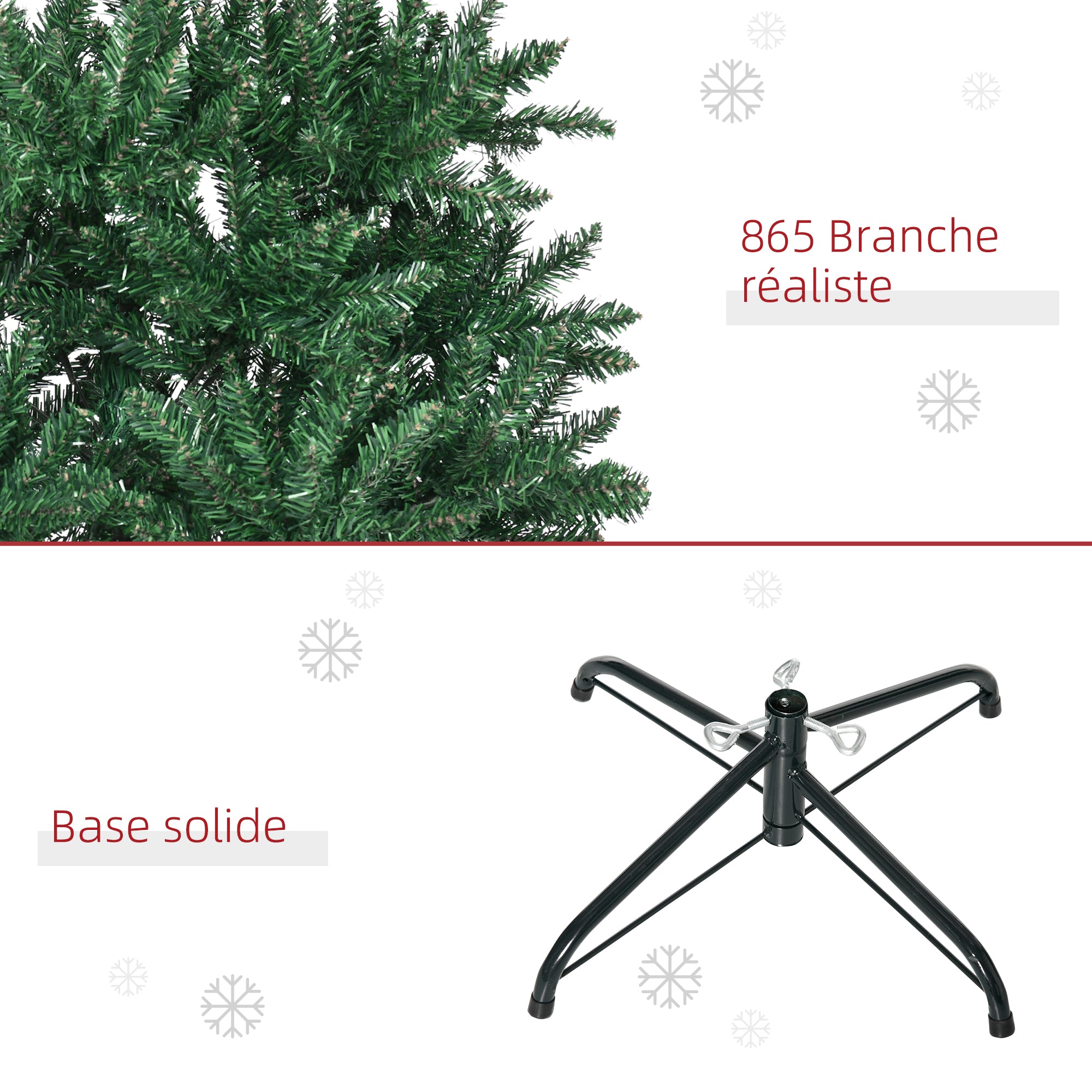 Sapin de Noël Artificiel 210H cm 865 Branches épines Imitation Nordmann Grand réalisme Vert