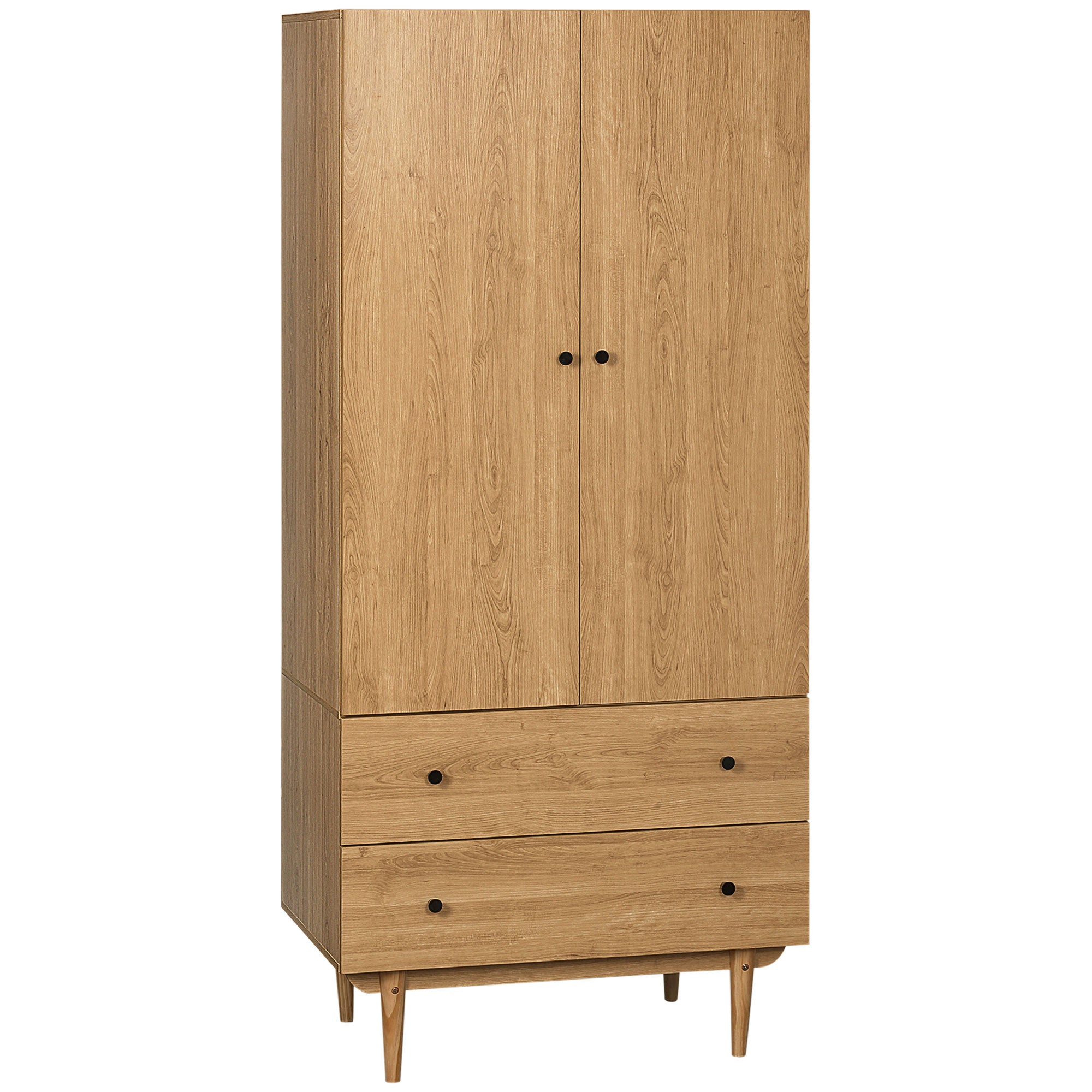 Armoire Chambre Adulte Penderie Vêtement Dressing avec 2 Portes, 2 tiroirs - 80 x 52 x 180 cm - Aspect Bois