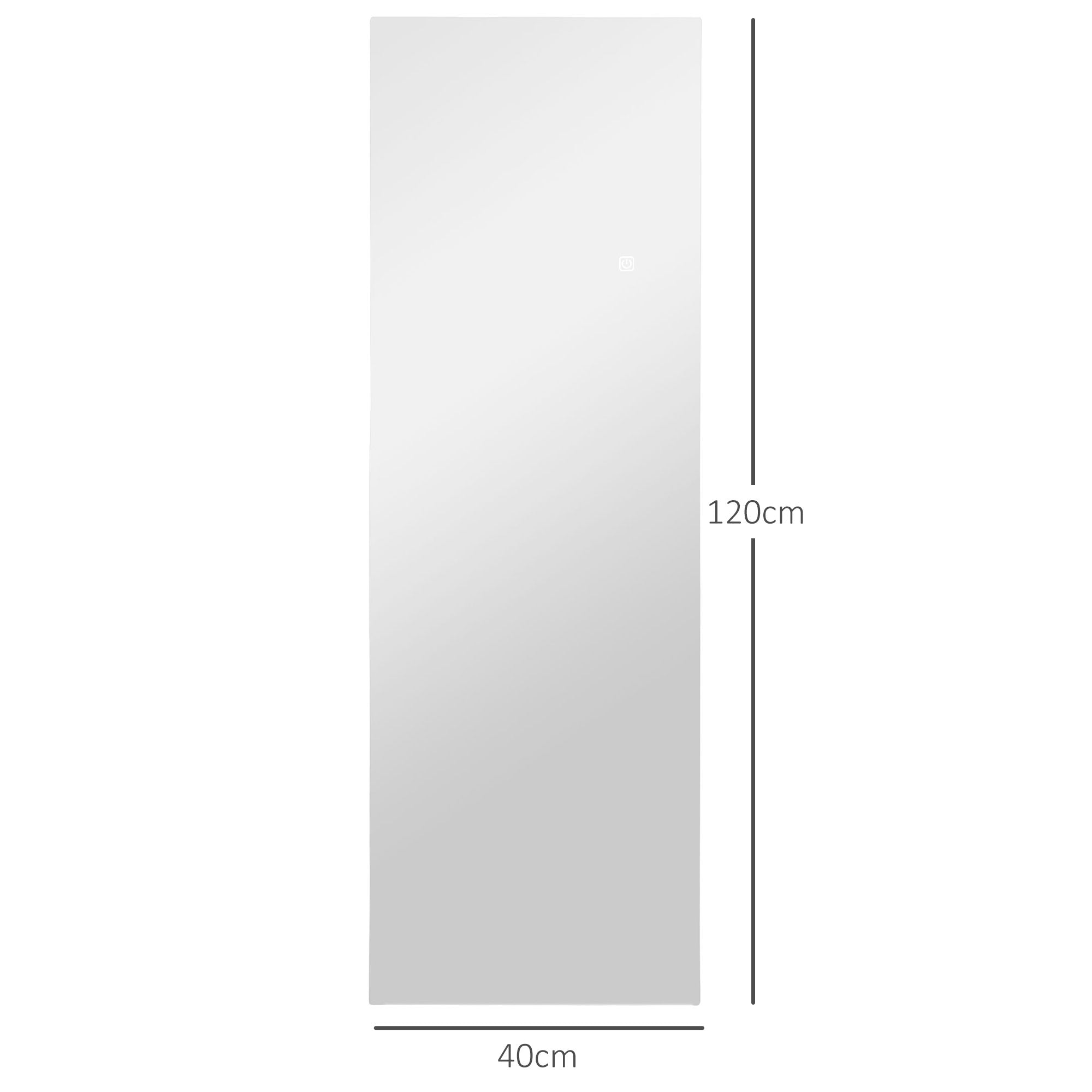 Grand miroir mural 120 x 40 cm avec éclairage LED miroir rectangulaire sans carde, anti-déflagrante, intensité variable et 3 couleurs d'éclairage, pour salon et chambre à coucher, transparent