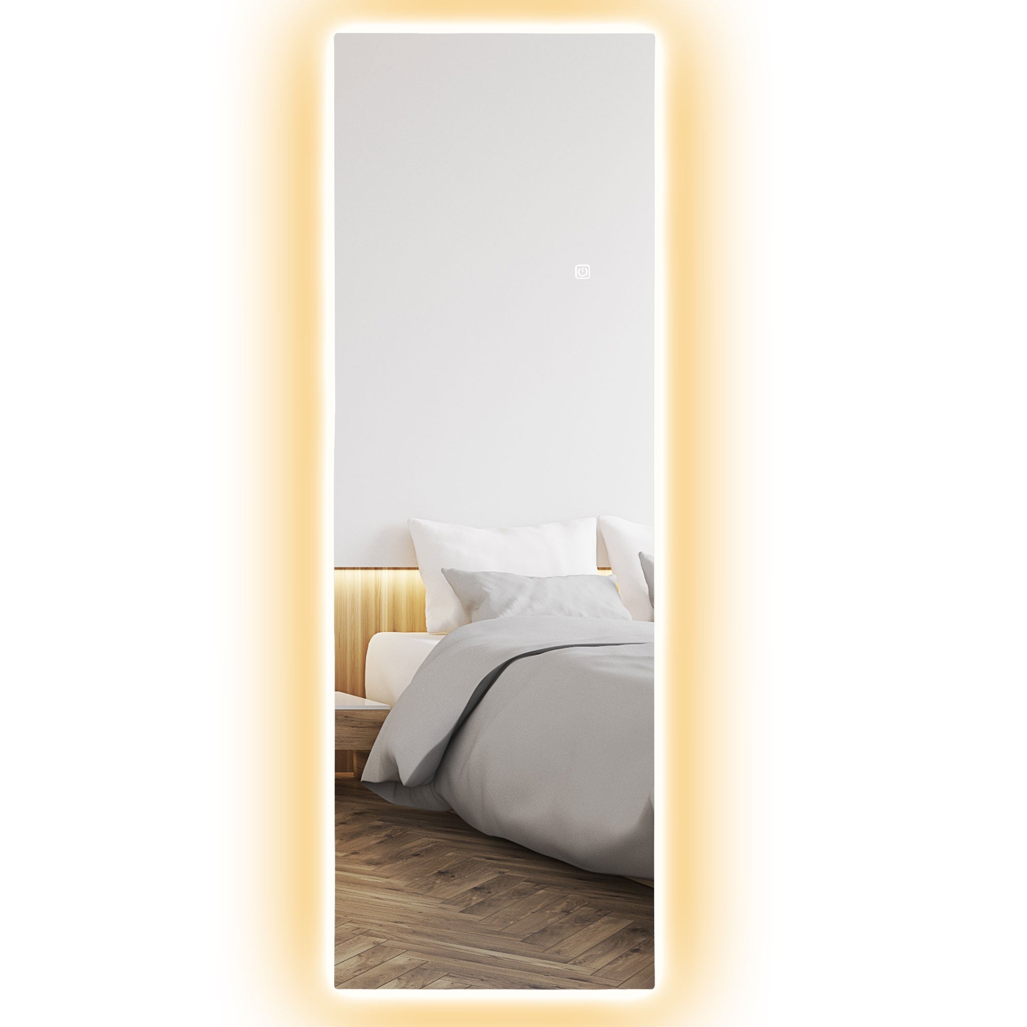 Grand miroir mural 120 x 40 cm avec éclairage LED miroir rectangulaire sans carde, anti-déflagrante, intensité variable et 3 couleurs d'éclairage, pour salon et chambre à coucher, transparent