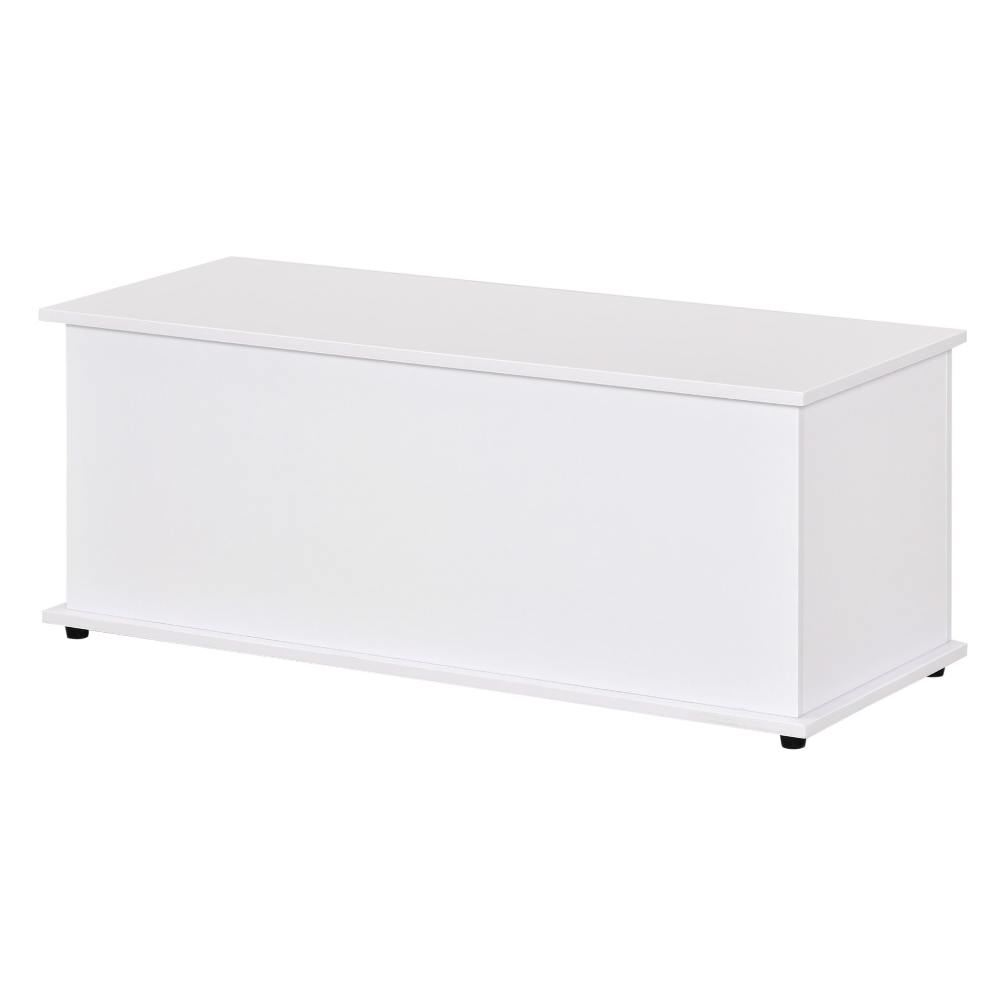 Coffre de rangement, banc de rangement avec couvercle rabattable et charnières de sécurité, banc chaussures, meuble d'entrée, couloir, chambre, salon, 100 x 40 x 40 cm, blanc