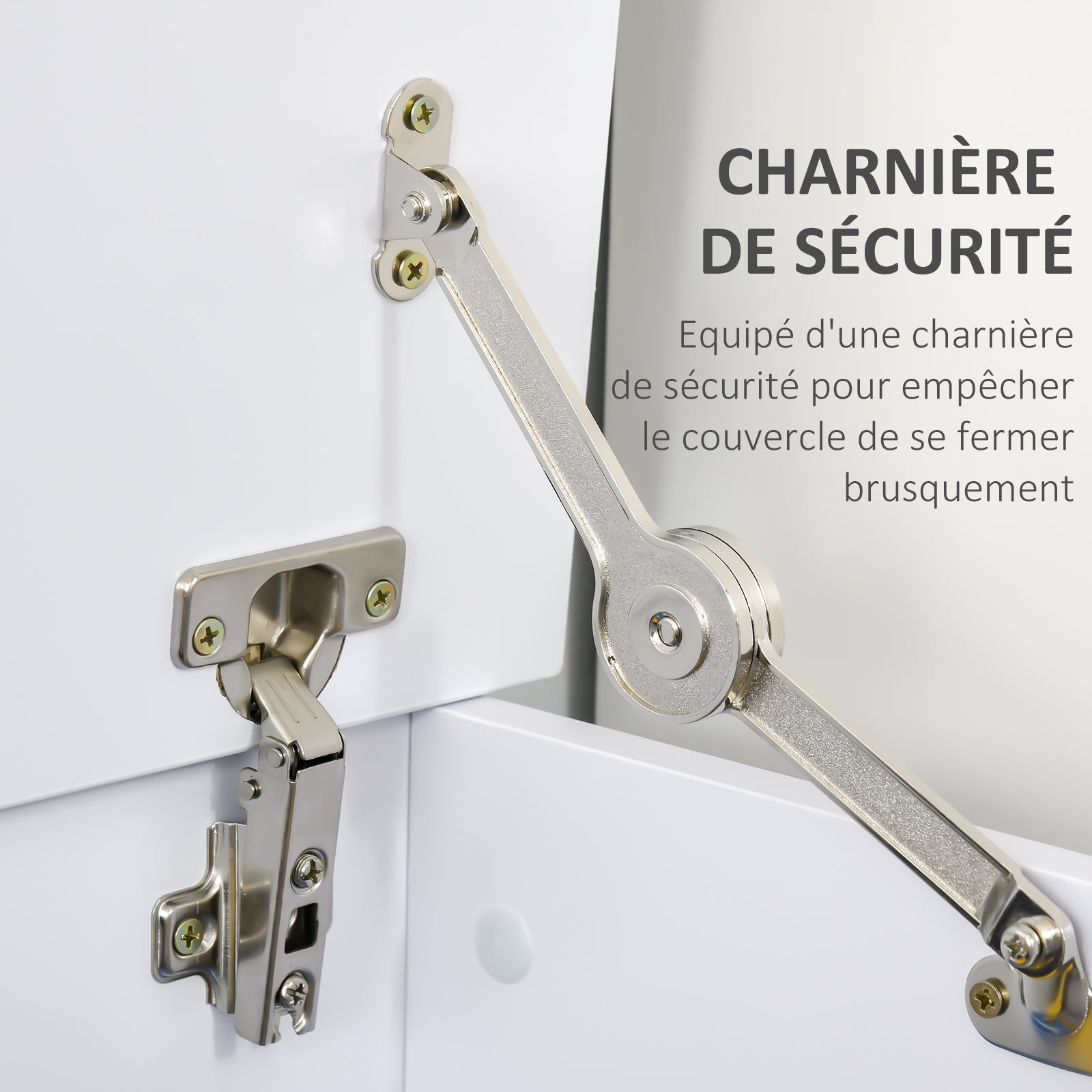 Coffre de rangement, banc de rangement avec couvercle rabattable et charnières de sécurité, banc chaussures, meuble d'entrée, couloir, chambre, salon, 100 x 40 x 40 cm, blanc