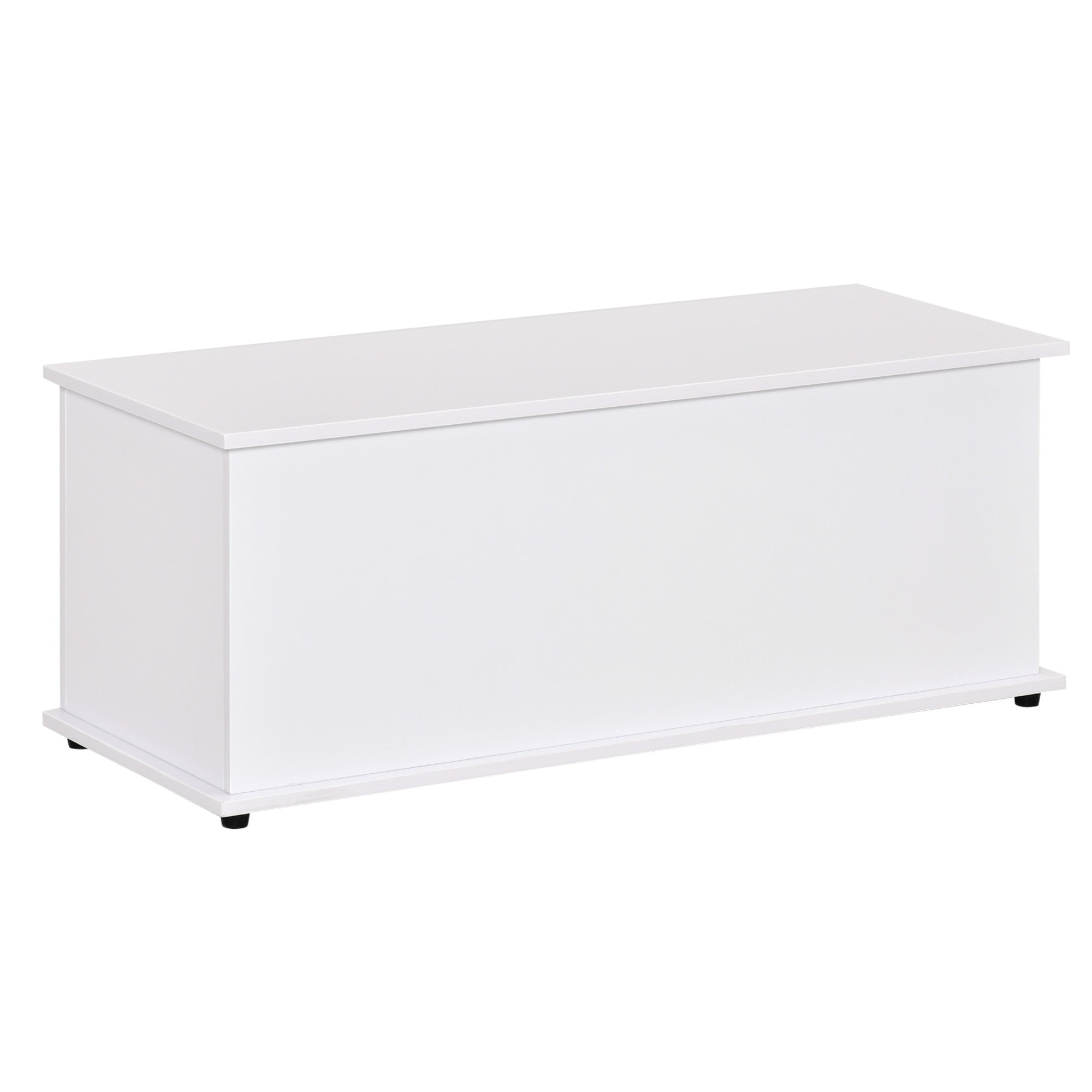 Coffre de rangement, banc de rangement avec couvercle rabattable et charnières de sécurité, banc chaussures, meuble d'entrée, couloir, chambre, salon, 100 x 40 x 40 cm, blanc