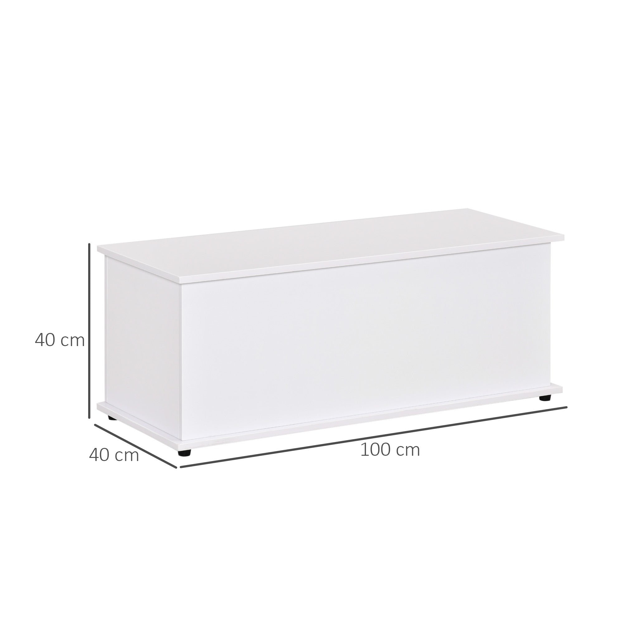 Coffre de rangement, banc de rangement avec couvercle rabattable et charnières de sécurité, banc chaussures, meuble d'entrée, couloir, chambre, salon, 100 x 40 x 40 cm, blanc