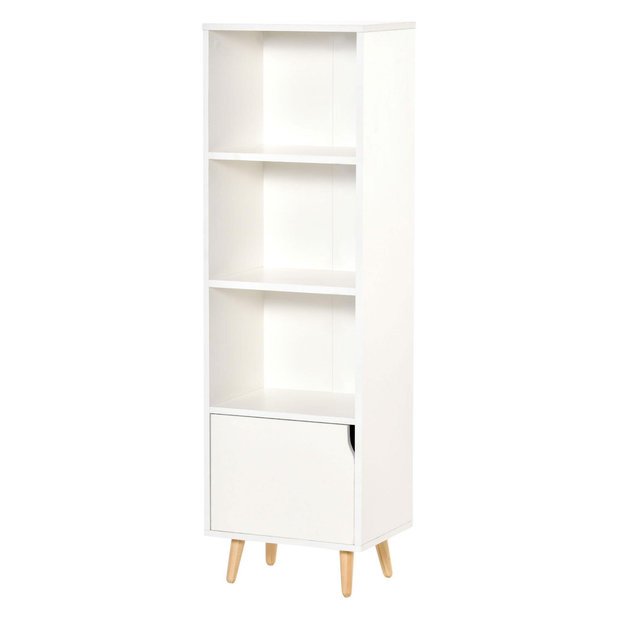 Bibliothèque étagère Rangement Colonne pour Salon, Salle de Bain Blanc en Bois dim. 40L x 30l x 130H cm