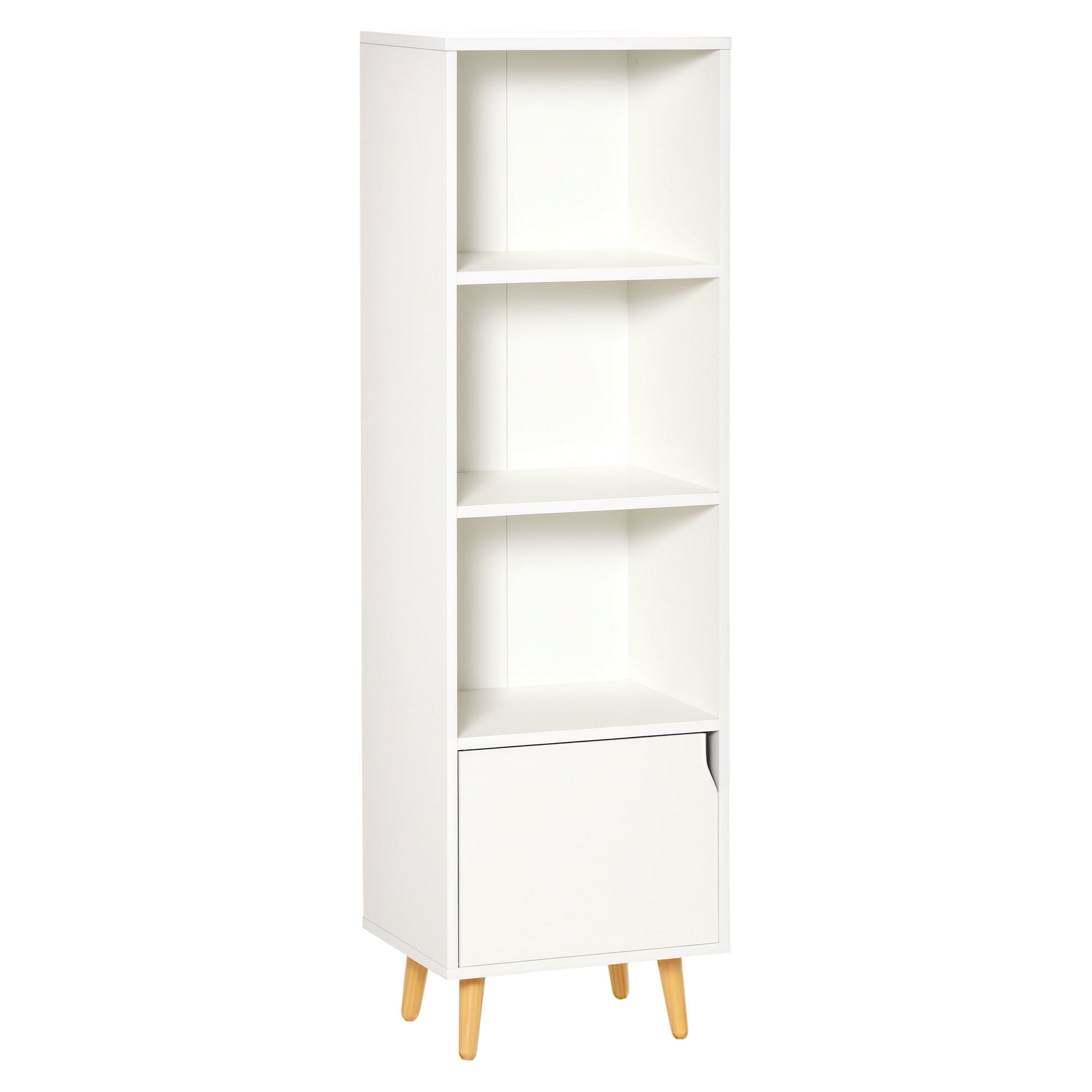 Bibliothèque étagère Rangement Colonne pour Salon, Salle de Bain Blanc en Bois dim. 40L x 30l x 130H cm