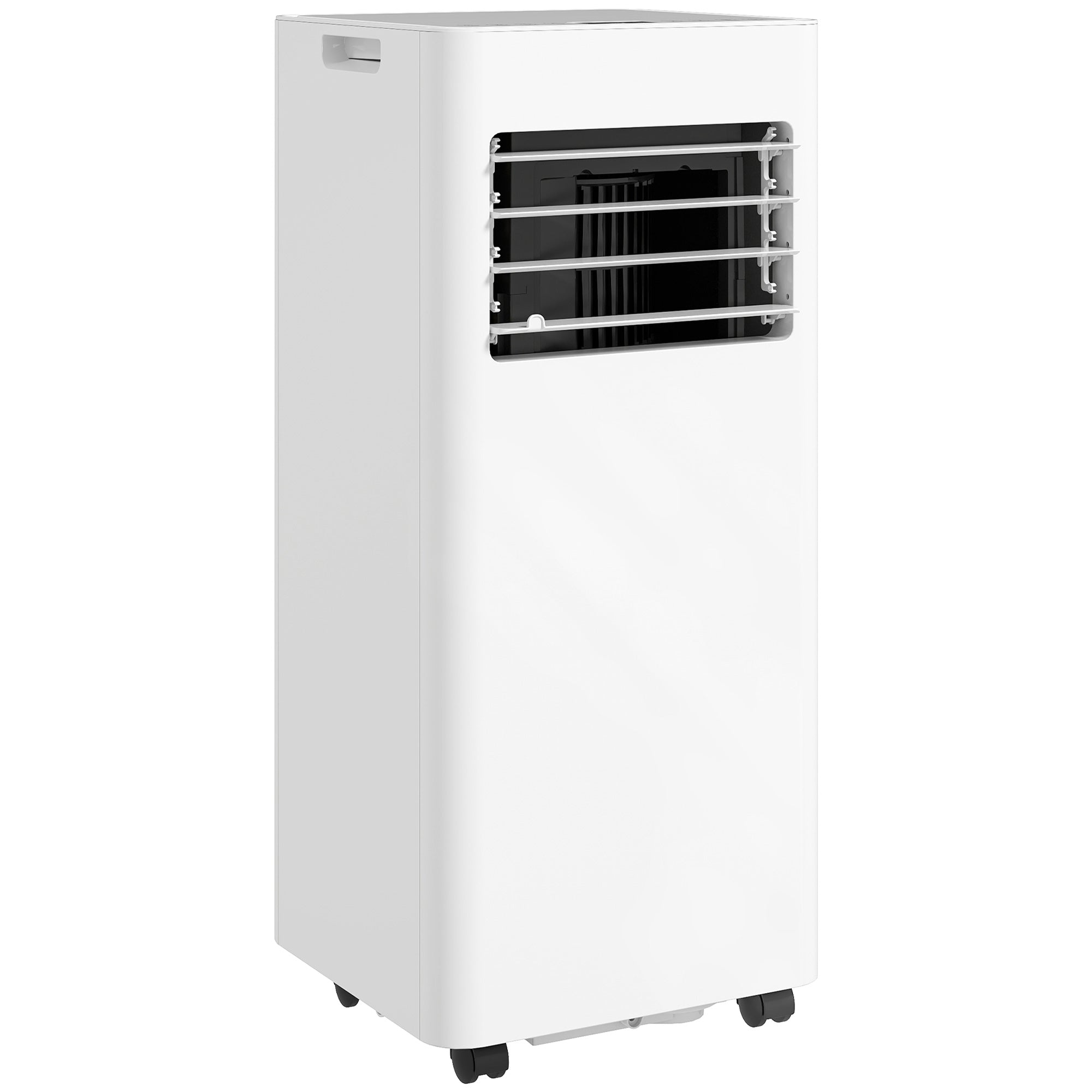 Climatiseur mobile 9000 BTU/H 2,6KW climatiseur portable 3 en 1 refroidissement, ventilateur, déshumidificateur, mode veille, minuterie 24H, 2 vitesses et télécommande, kit d'évacution, blanc