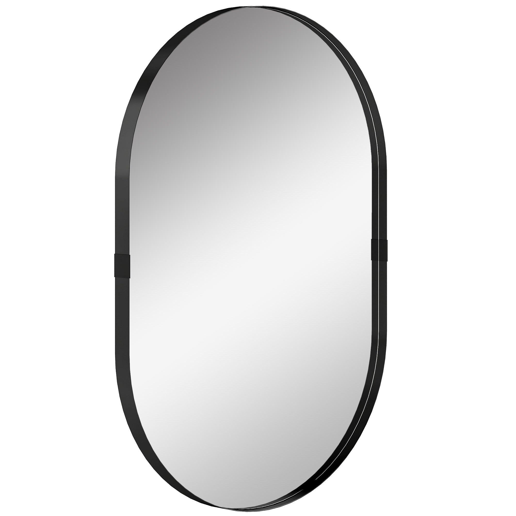 Miroir mural, miroir décoratif 60 x 90 cm en verre trempé et cadre en aluminium, pour salle de bain, chambre, salon, couloir, noir