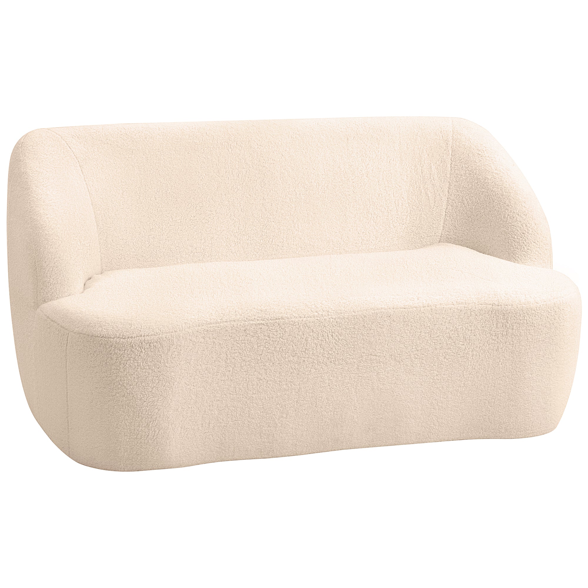 Canapé 2 places canapé en tissu bouclette 142 cm avec dossier et assise incurvés, entièrement compressé, sofa moderne pour chambre, appartement, petit espace, aucun assemblage requis, beige
