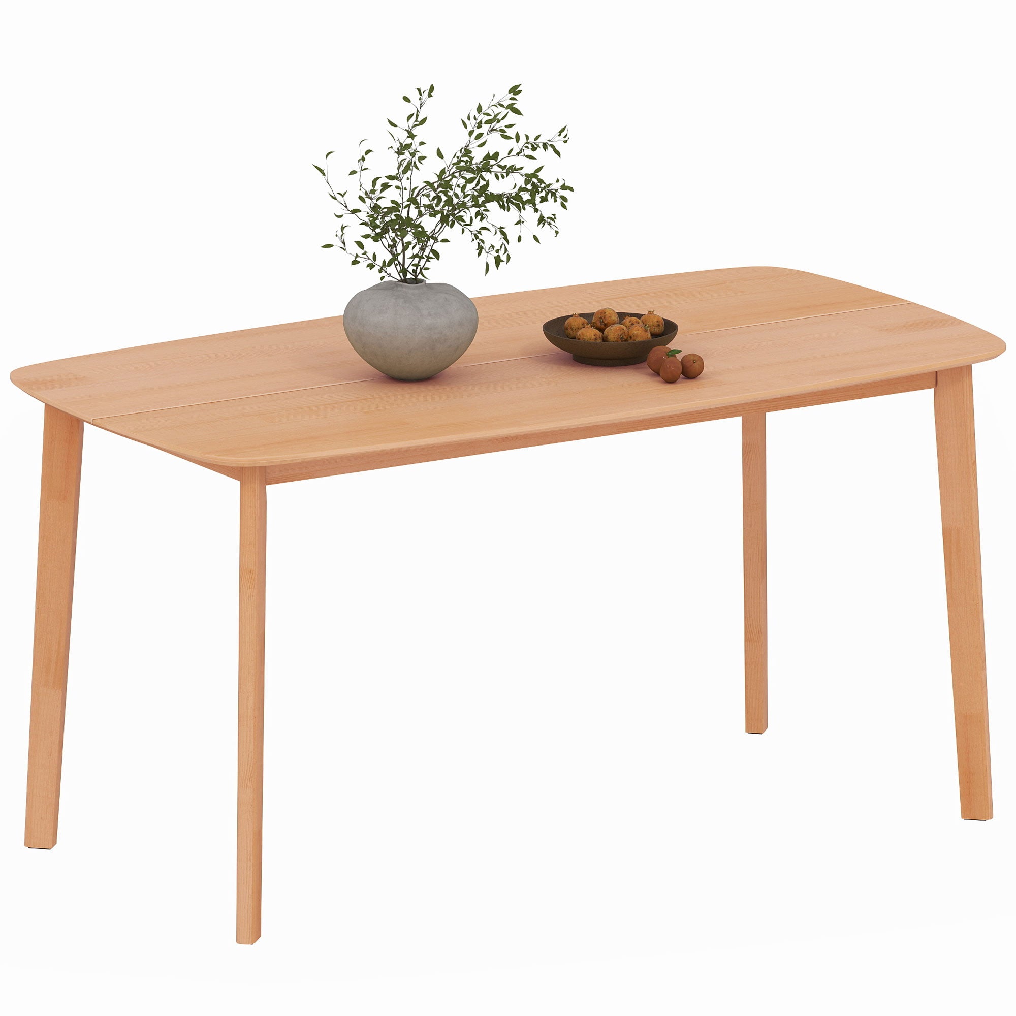 Table à manger rectangulaire pour 6 personnes table de cuisine 150 cm avec cadre en bois massif et grand plateau, pour salle à manger, salon, bureau, effet bois naturel