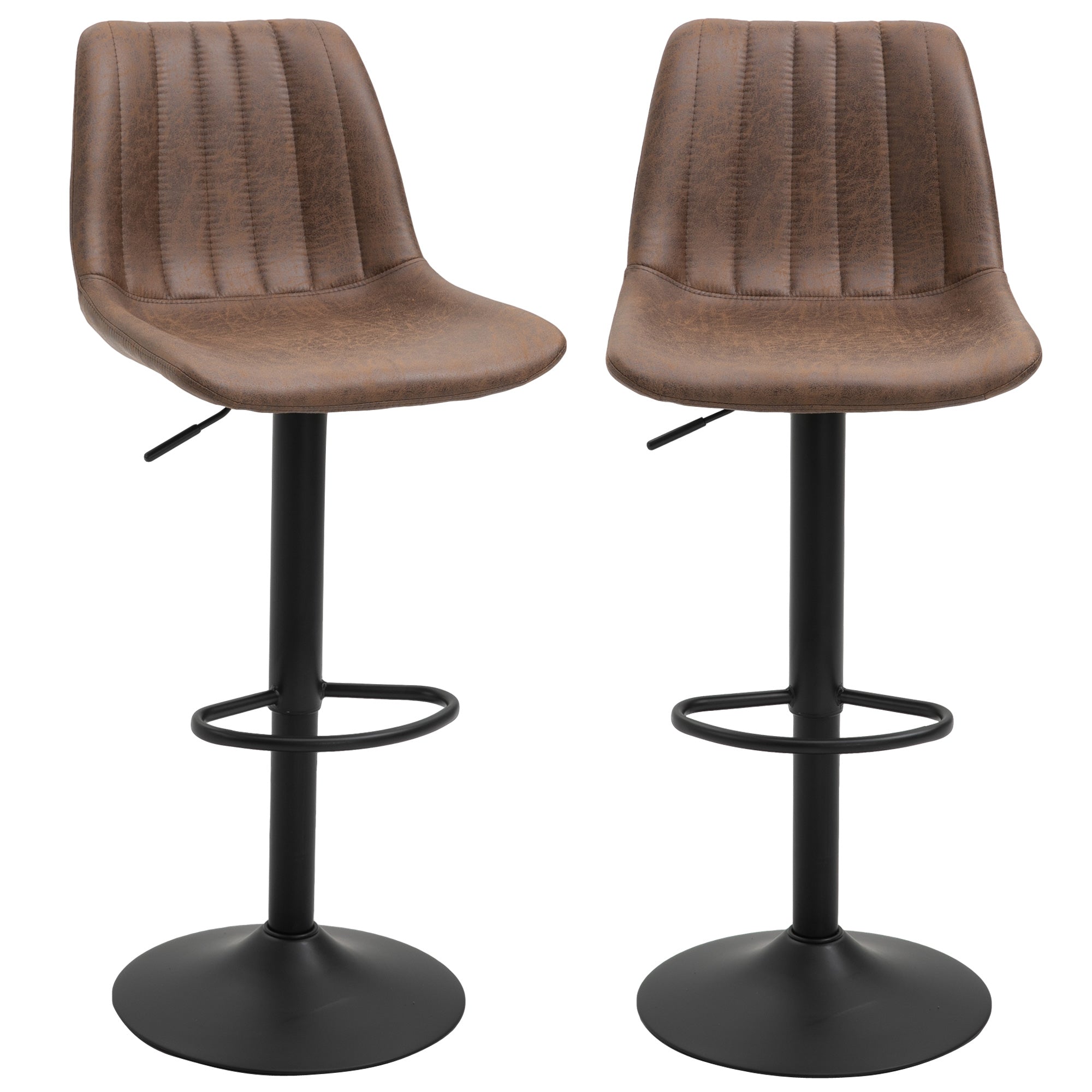 Lot de 2 tabourets de bar tabouret haut style vintage hauteur réglable pivotant avec repose-pied marron