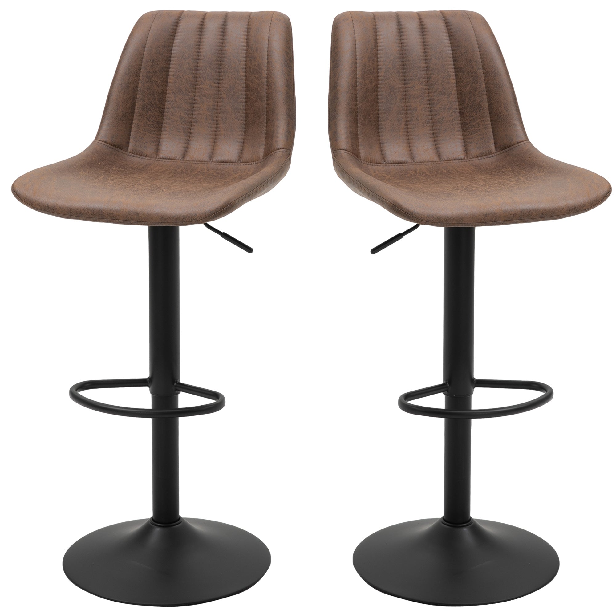 Lot de 2 tabourets de bar tabouret haut style vintage hauteur réglable pivotant avec repose-pied marron