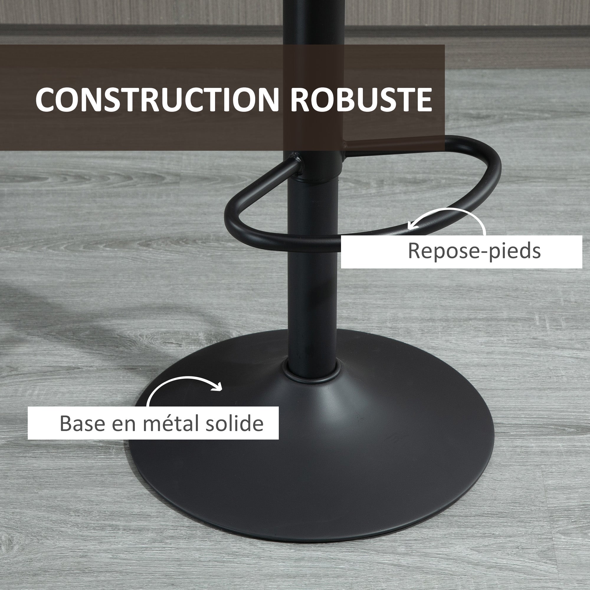 Lot de 2 tabourets de bar tabouret haut style vintage hauteur réglable pivotant avec repose-pied marron