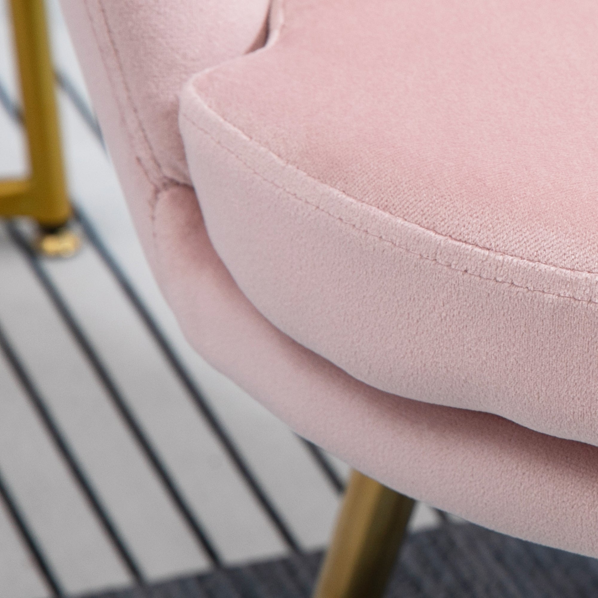 Fauteuil coquillage chaise coiffeuse fauteuil en velours fauteuil de salon avec pieds en métal doré pour salon chambre et salle à manger 67l x 64P x 77H cm rose poudré