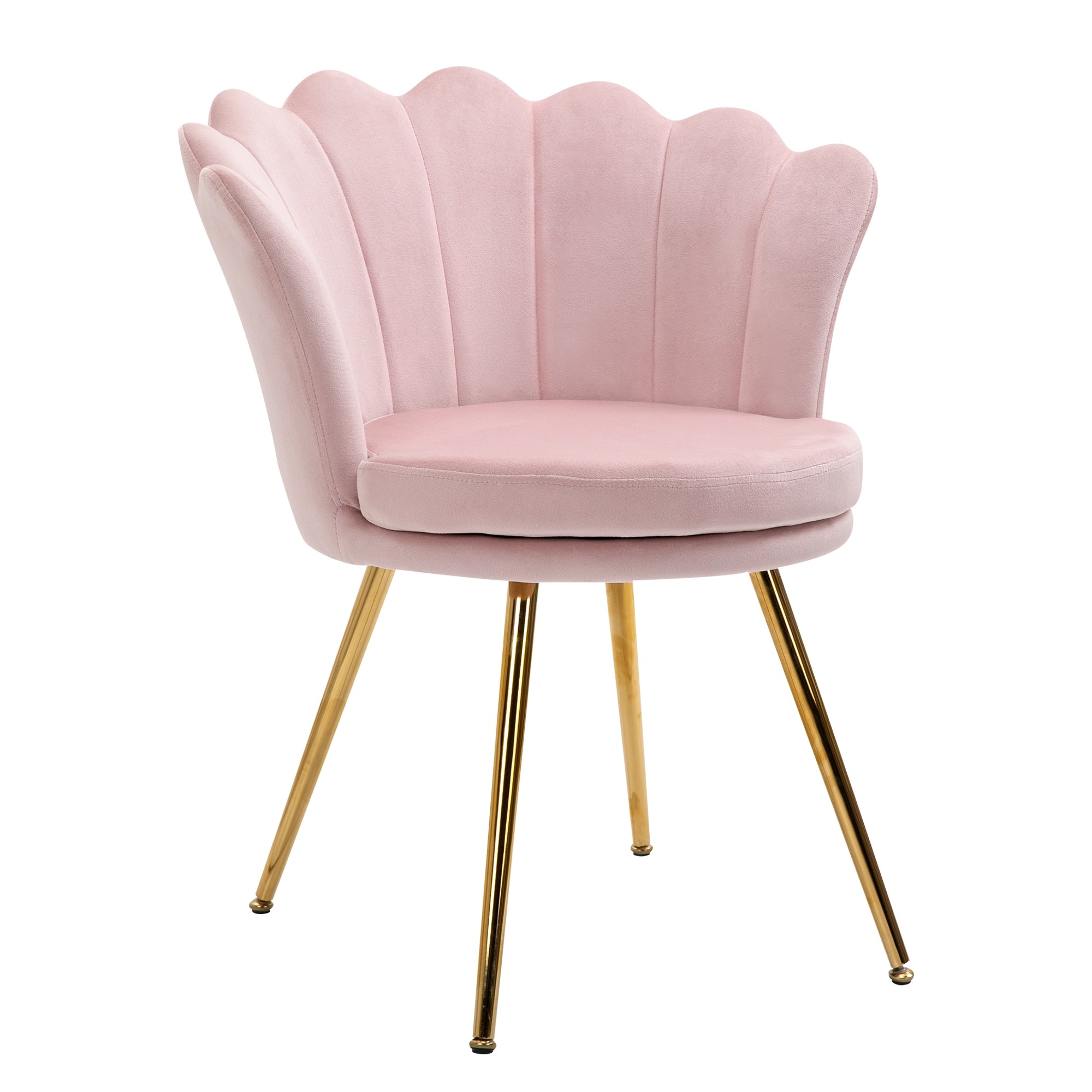 Fauteuil coquillage chaise coiffeuse fauteuil en velours fauteuil de salon avec pieds en métal doré pour salon chambre et salle à manger 67l x 64P x 77H cm rose poudré