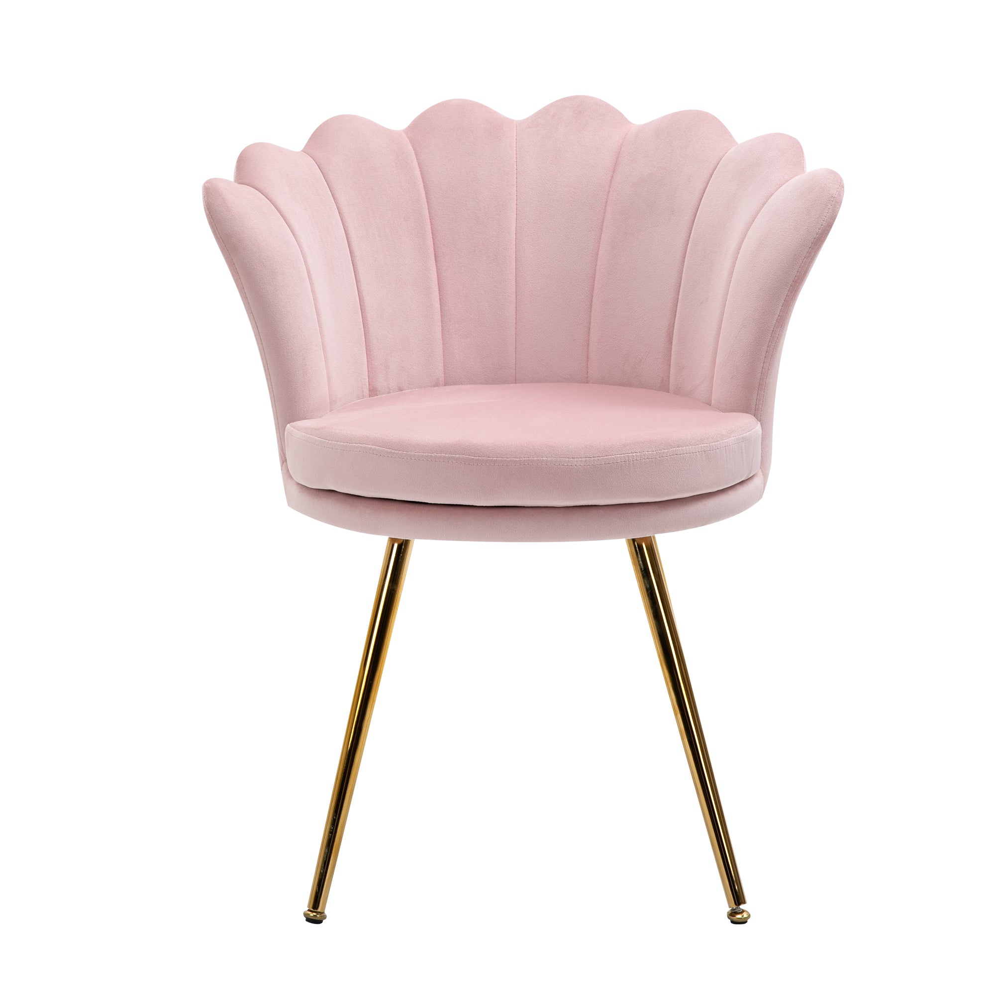 Fauteuil coquillage chaise coiffeuse fauteuil en velours fauteuil de salon avec pieds en métal doré pour salon chambre et salle à manger 67l x 64P x 77H cm rose poudré