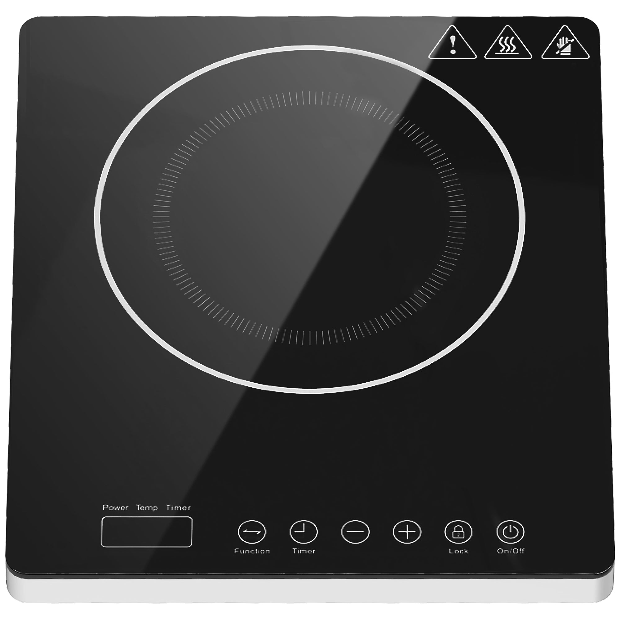 Plaque à induction portable 2000 W plaque de cuisson électrique avec 10 niveaux de température et 10 réglages de puissance, minuterie 3H, écran tactile LED, verrouillage enfant, noir