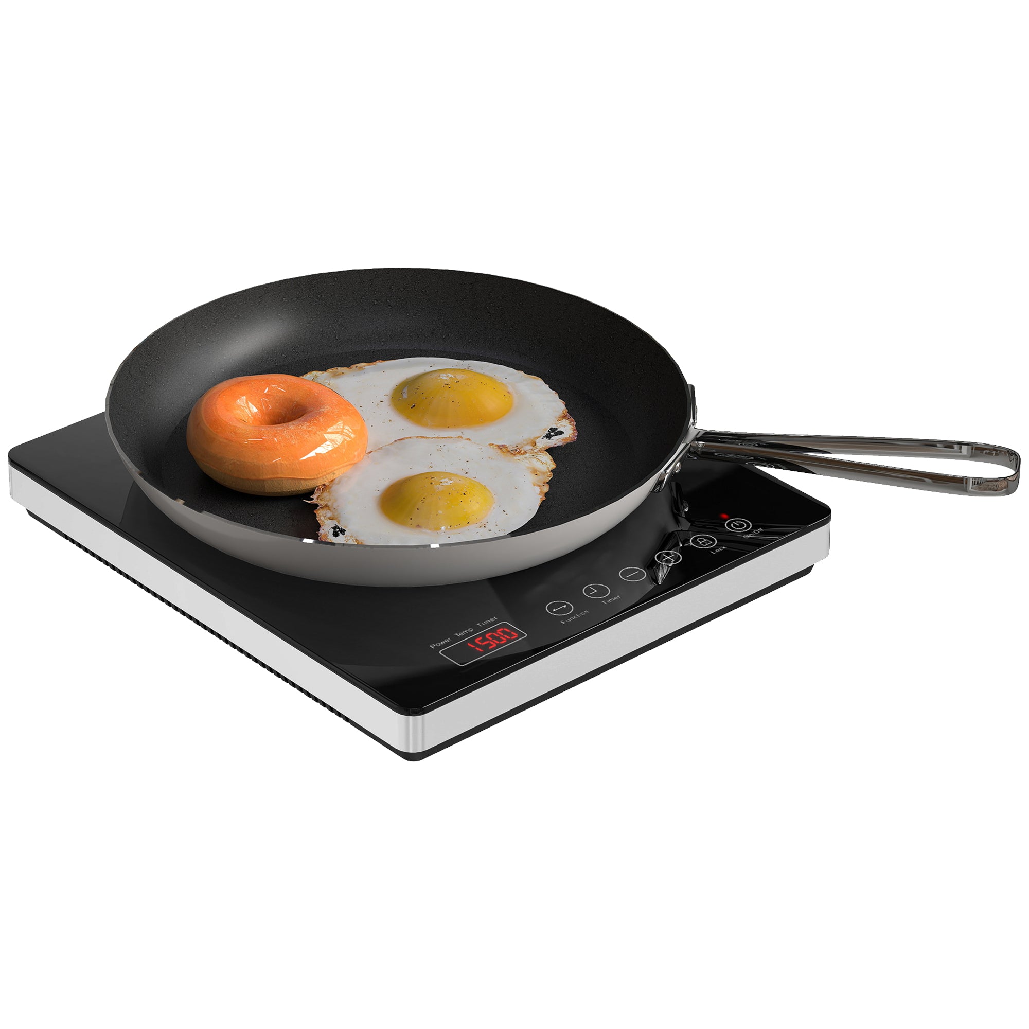 Plaque à induction portable 2000 W plaque de cuisson électrique avec 10 niveaux de température et 10 réglages de puissance, minuterie 3H, écran tactile LED, verrouillage enfant, noir