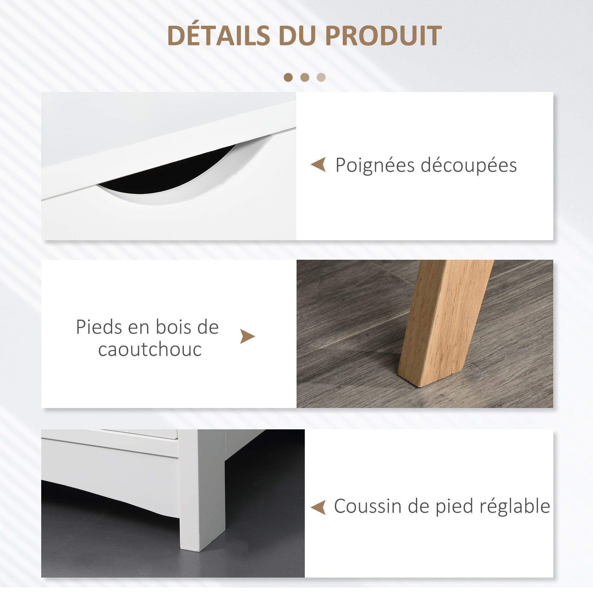 Meuble TV Banc TV sur Pied Moderne Scandinave 2 Portes 2 niches en Bois Blanc 150L x 39l x 50H cm