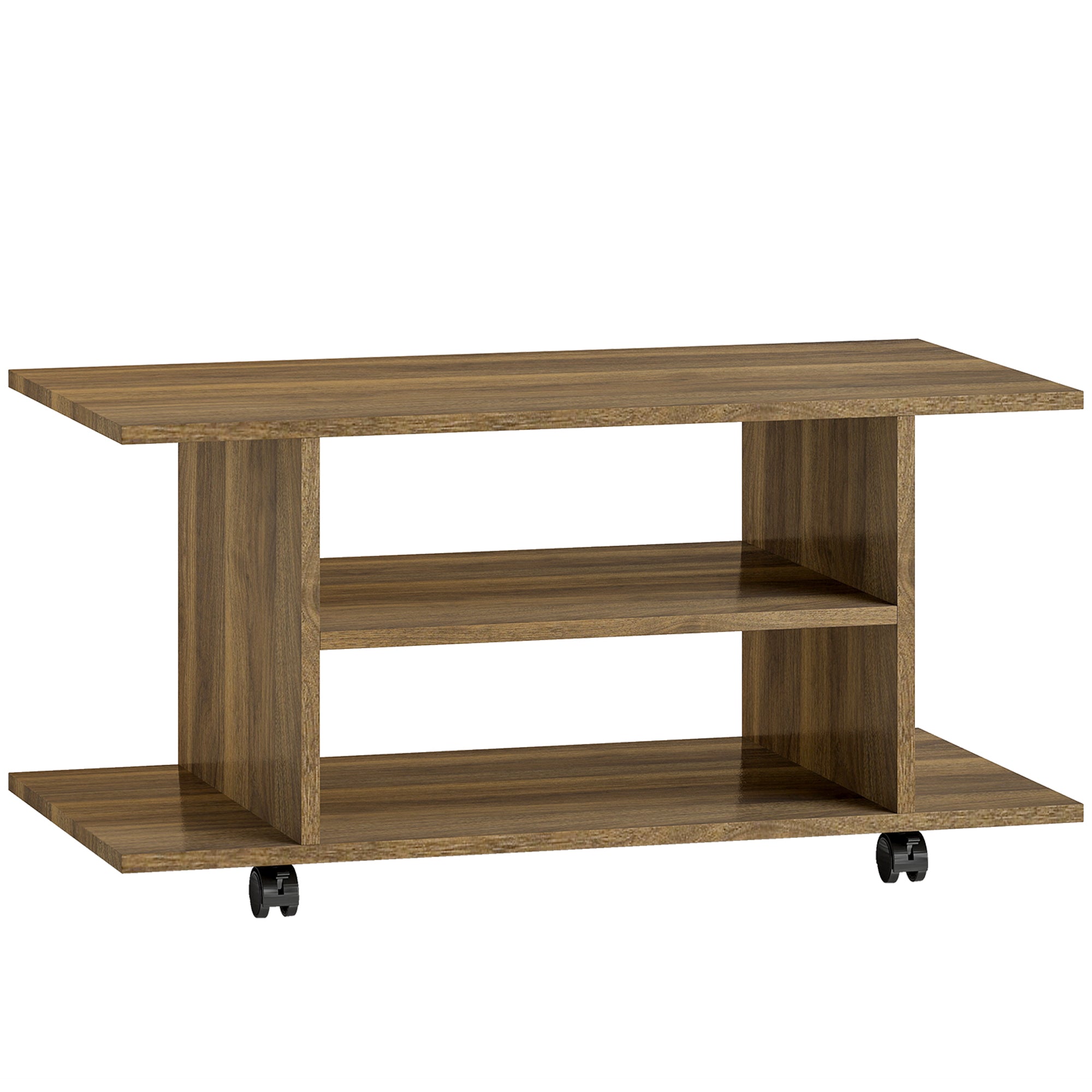 Meuble TV avec roulettes 80 cm, meuble télé pour téléviseur jusqu'à 42 pouces avec étagères ouvertes, style moderne, banc TV pour salon, chambre, noir