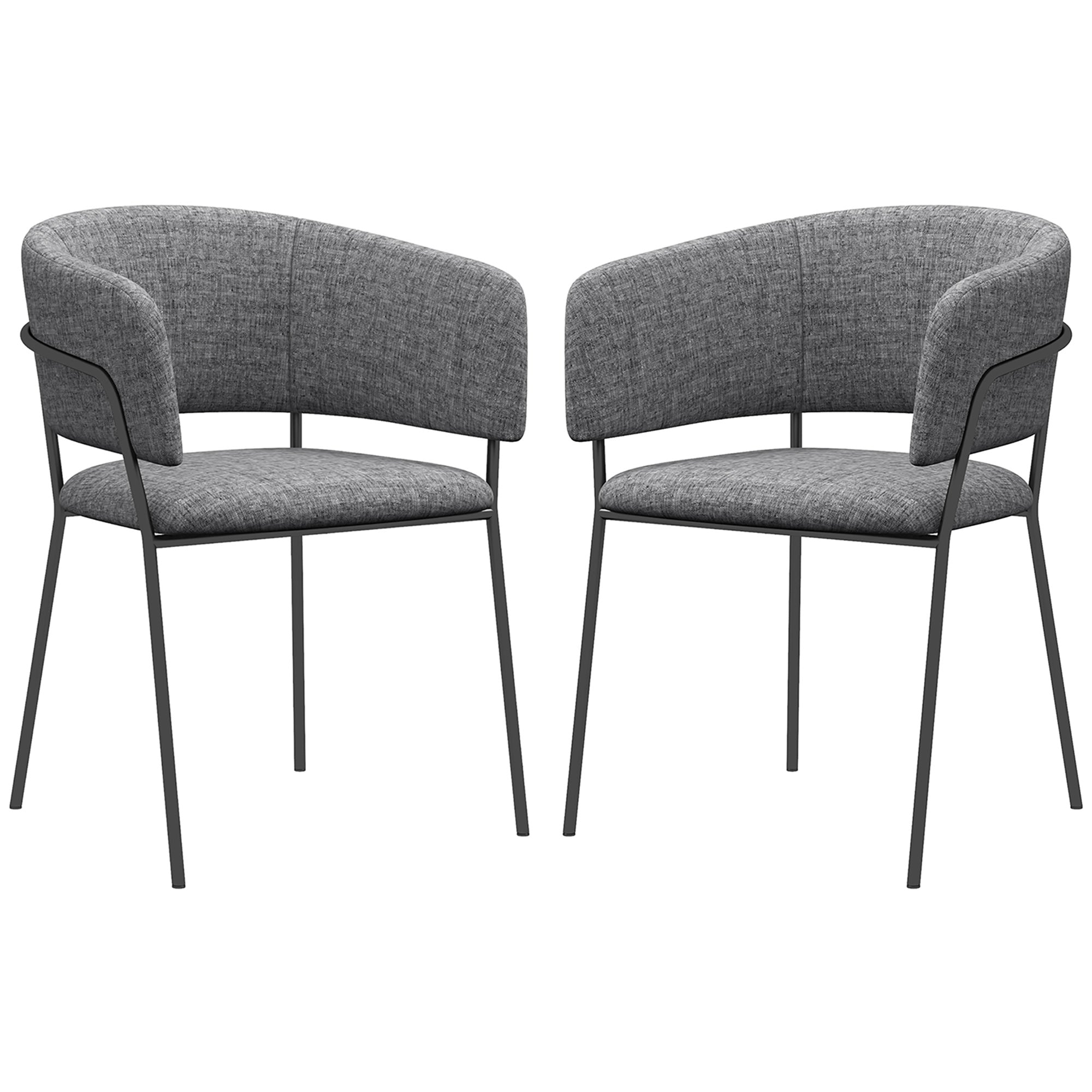 Lot de 2 chaises de salle à manger chaise de cuisine pieds en acier, assise rembourrée, pour salle à manger, salon, cuisine, dim. 57L x 53l x 73H cm gris
