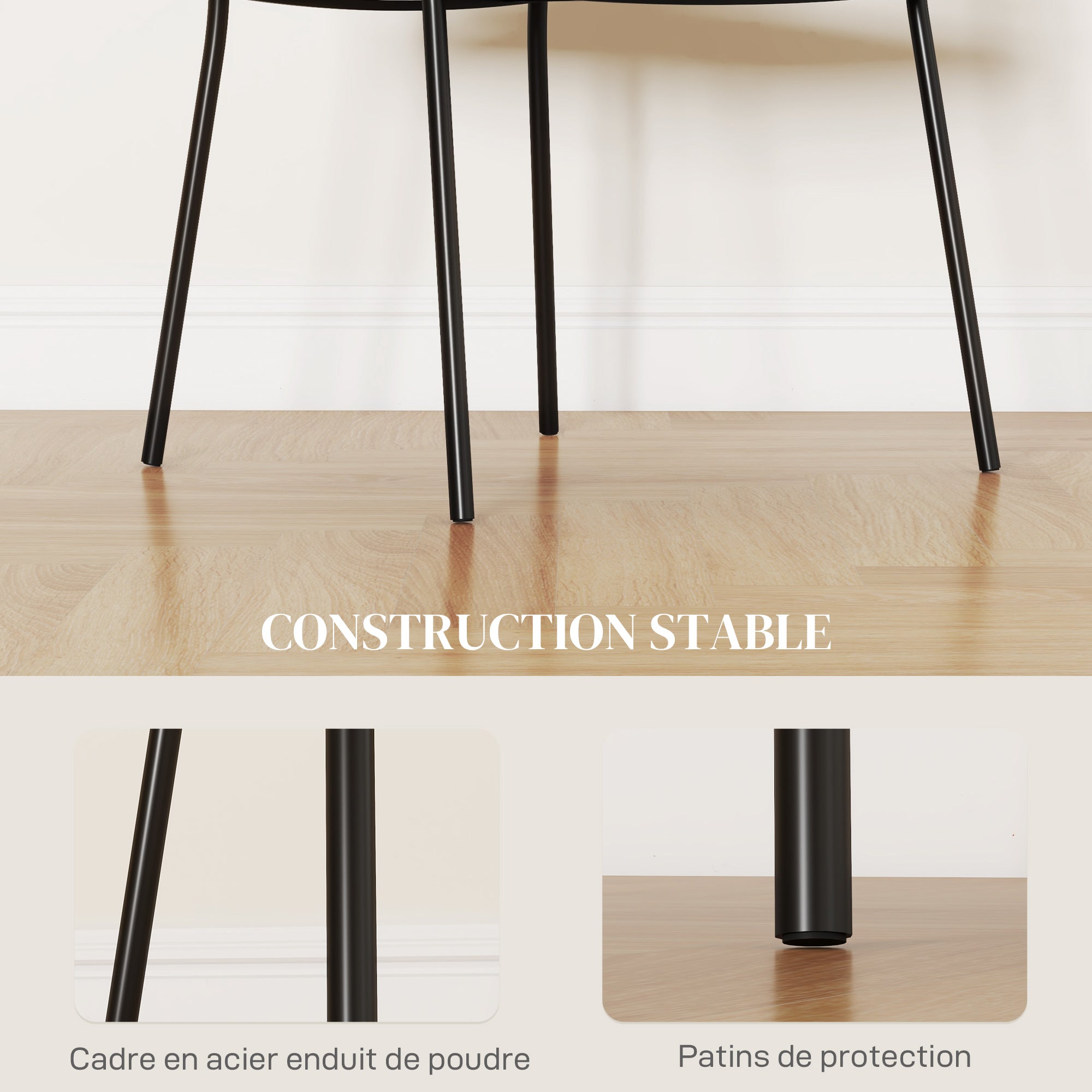 Lot de 2 chaises de salle à manger chaise de cuisine pieds en acier, assise rembourrée, pour salle à manger, salon, cuisine, dim. 57L x 53l x 73H cm gris