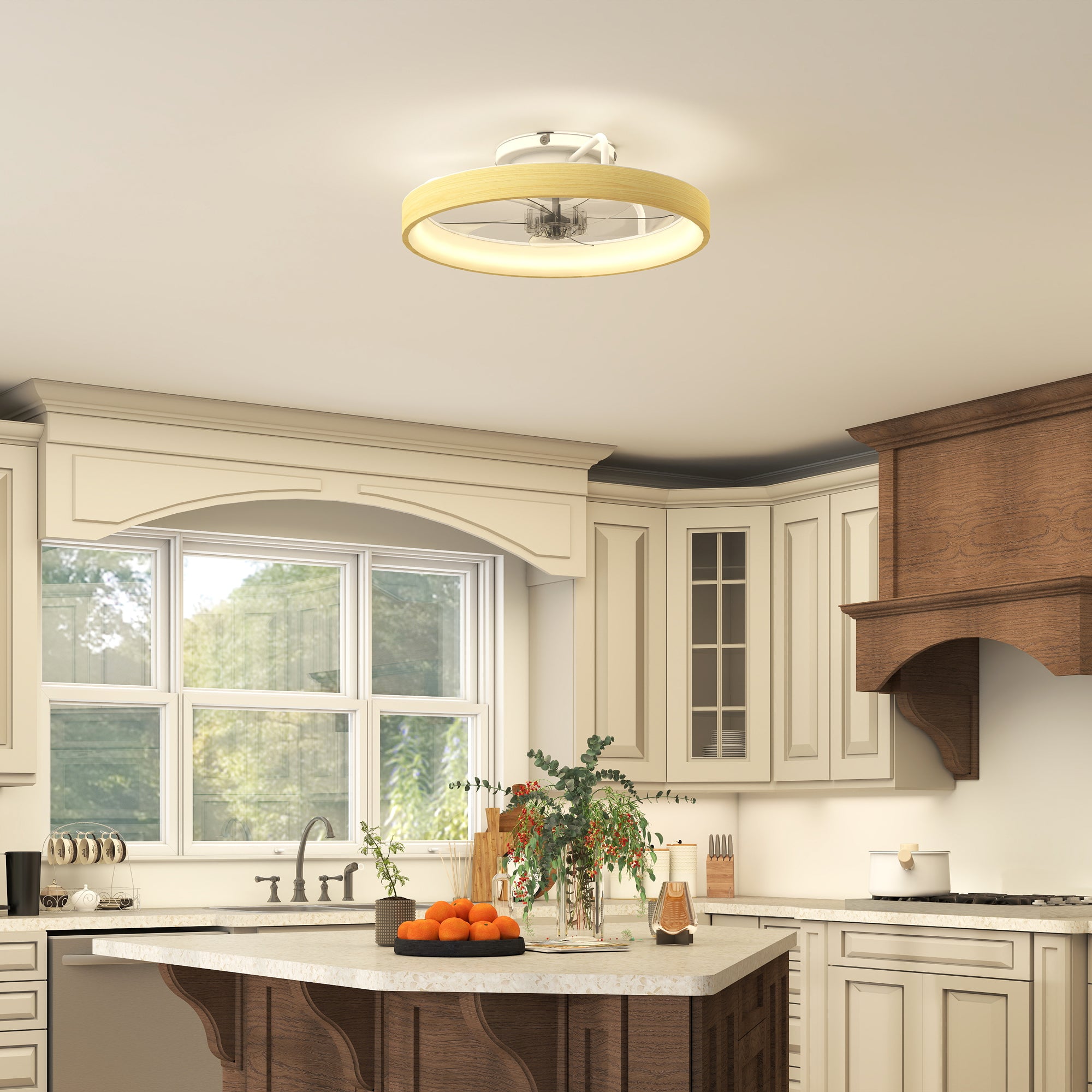 Ventilateur de plafond avec lumière LED plafonnier ventilateur Ø49 cm 7 pales moteur DC silencieux 6 vitesses 3 températures de couleur luminosité réglable télécommande minuterie mode été-hiver