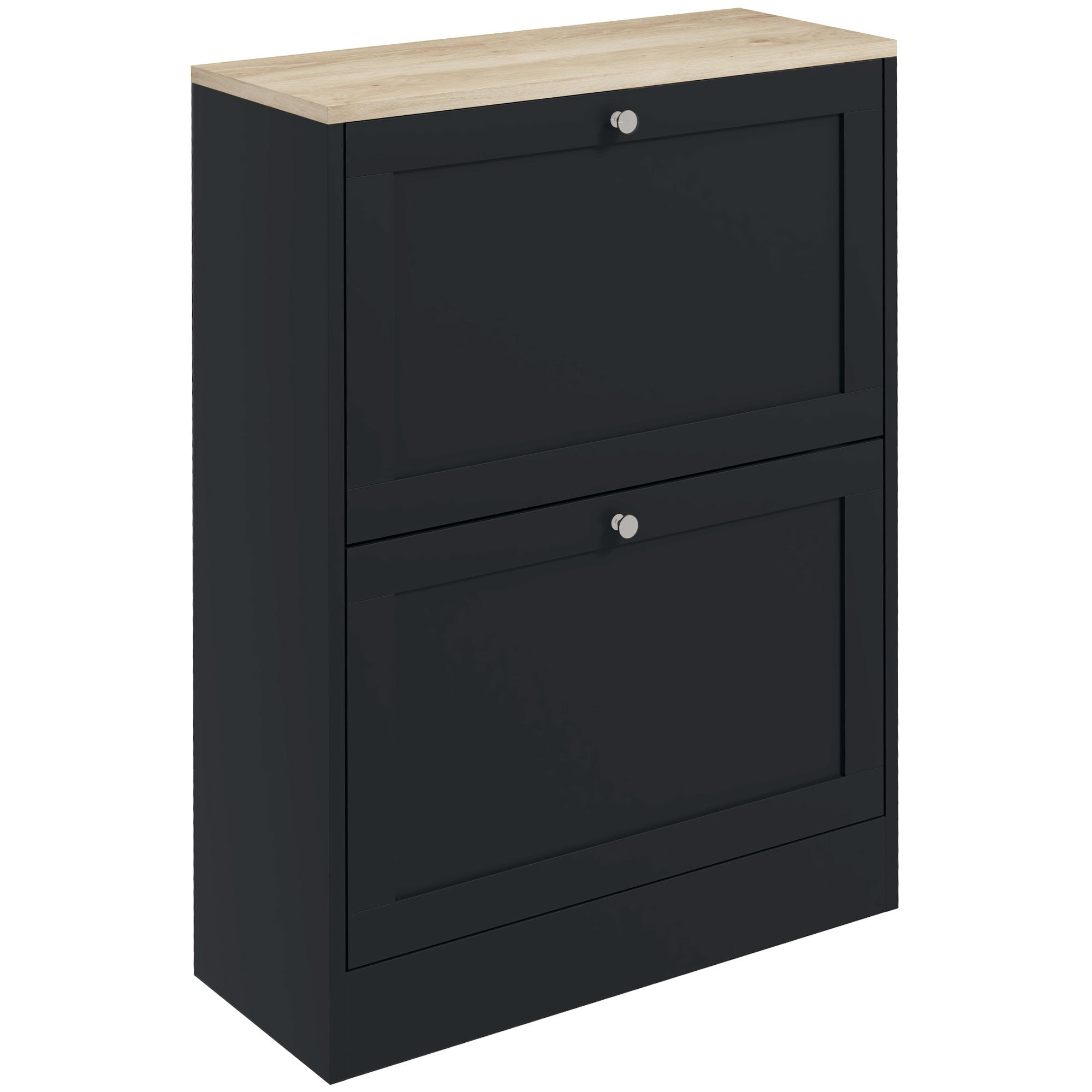 Meuble à Chaussures 12 Paires, Armoire à Chaussures Étroite Moderne avec 2 Tiroirs Rabattables et Étagères Réglables, pour Couloir et Entrée, 60 x 23,5 x 80 cm, Noir