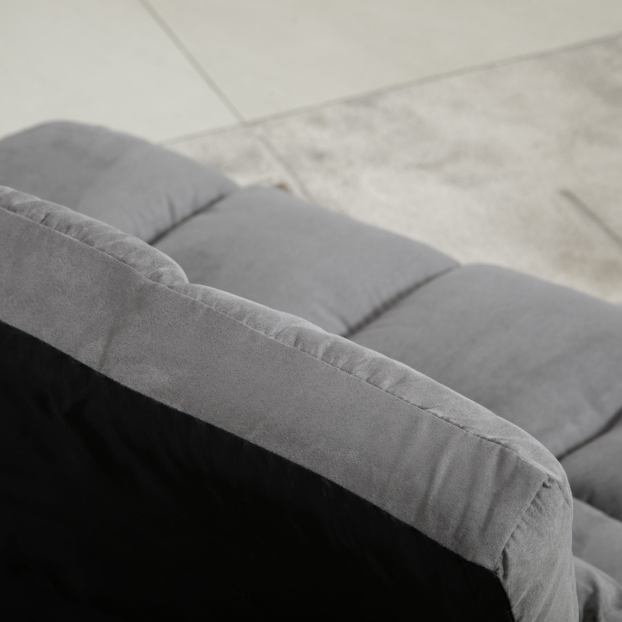 Chauffeuse matelas d'appoint pliant fauteuil convertible inclinaison dossier réglable 2 coussins inclus en polyester aspect suédé, pour salon, chambre et bureau, gris