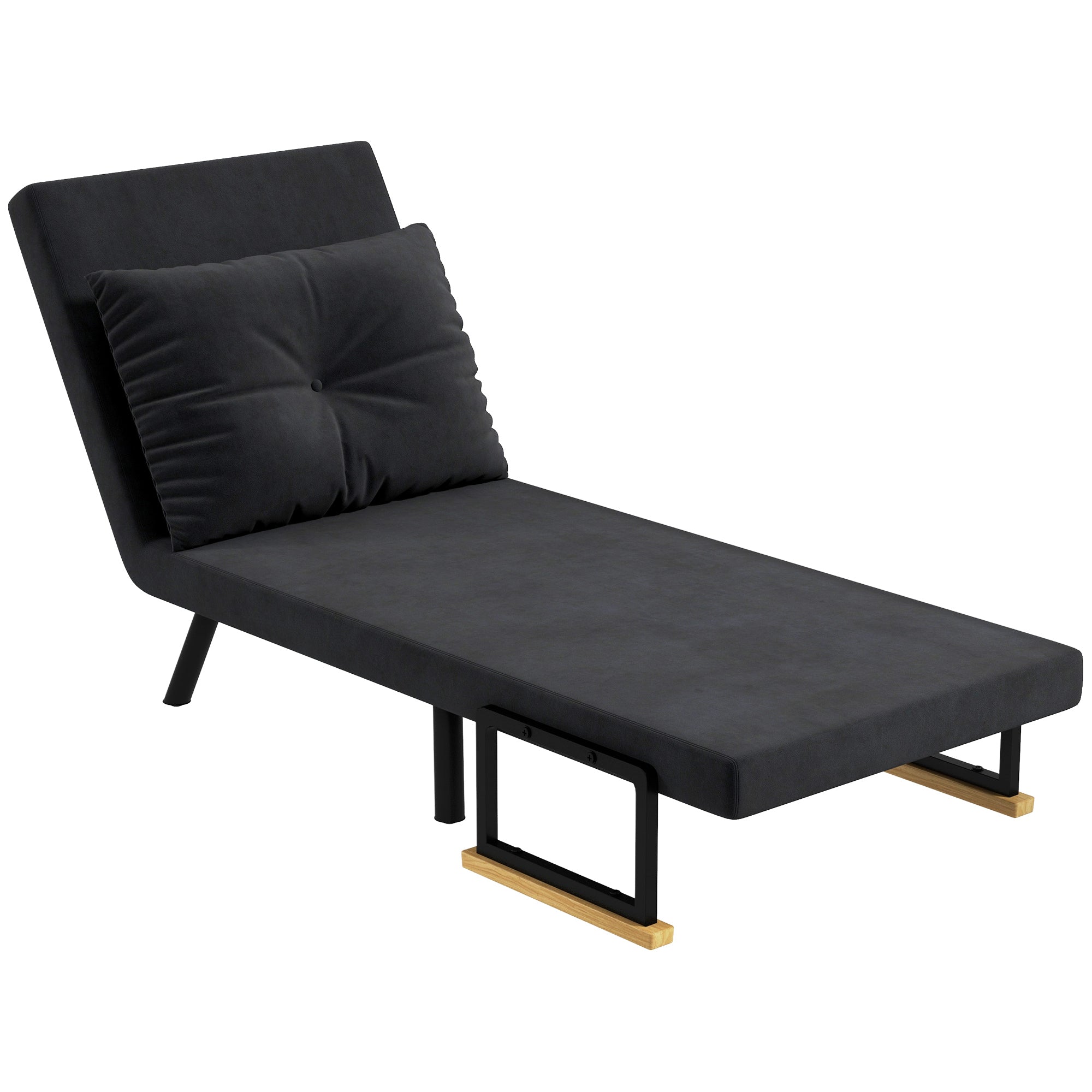 Fauteuil convertible 1 place chauffeuse 4 en 1 canapé convertible fauteuil lit avec dossier réglable en 5 positions, coussin inclus, canapé-lit 1 place pour invités, salon, charge 120 kg, noir