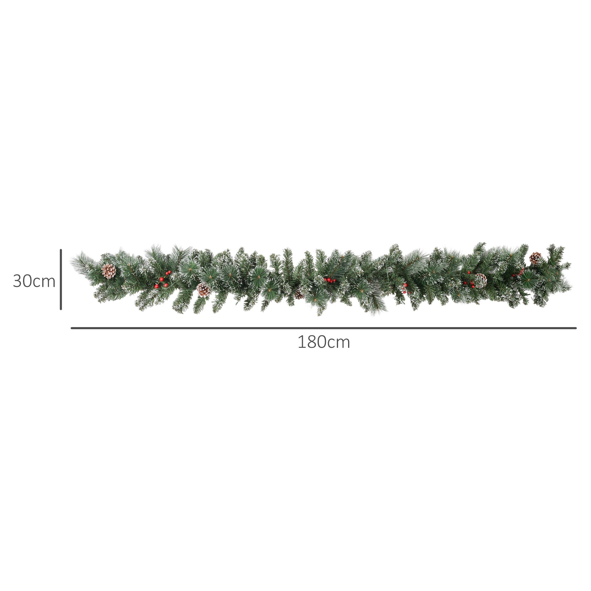 Guirlande de Noël artificielle lumineuse de 1,8 m décoration de Noël avec pommes de pin, grappes de baies, 50 lumières LED et minuterie pour escaliers, cheminées, vert