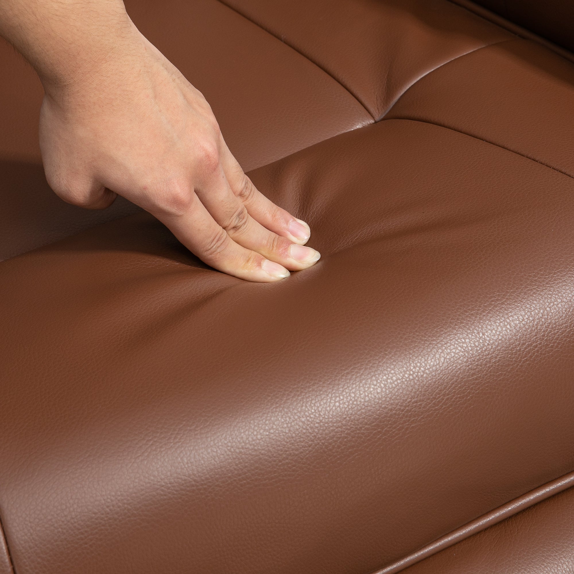 Fauteuil relax inclinable fauteuil de salon repose-pieds réglable pivotant 360° piètement bois revêtement synthétique marron