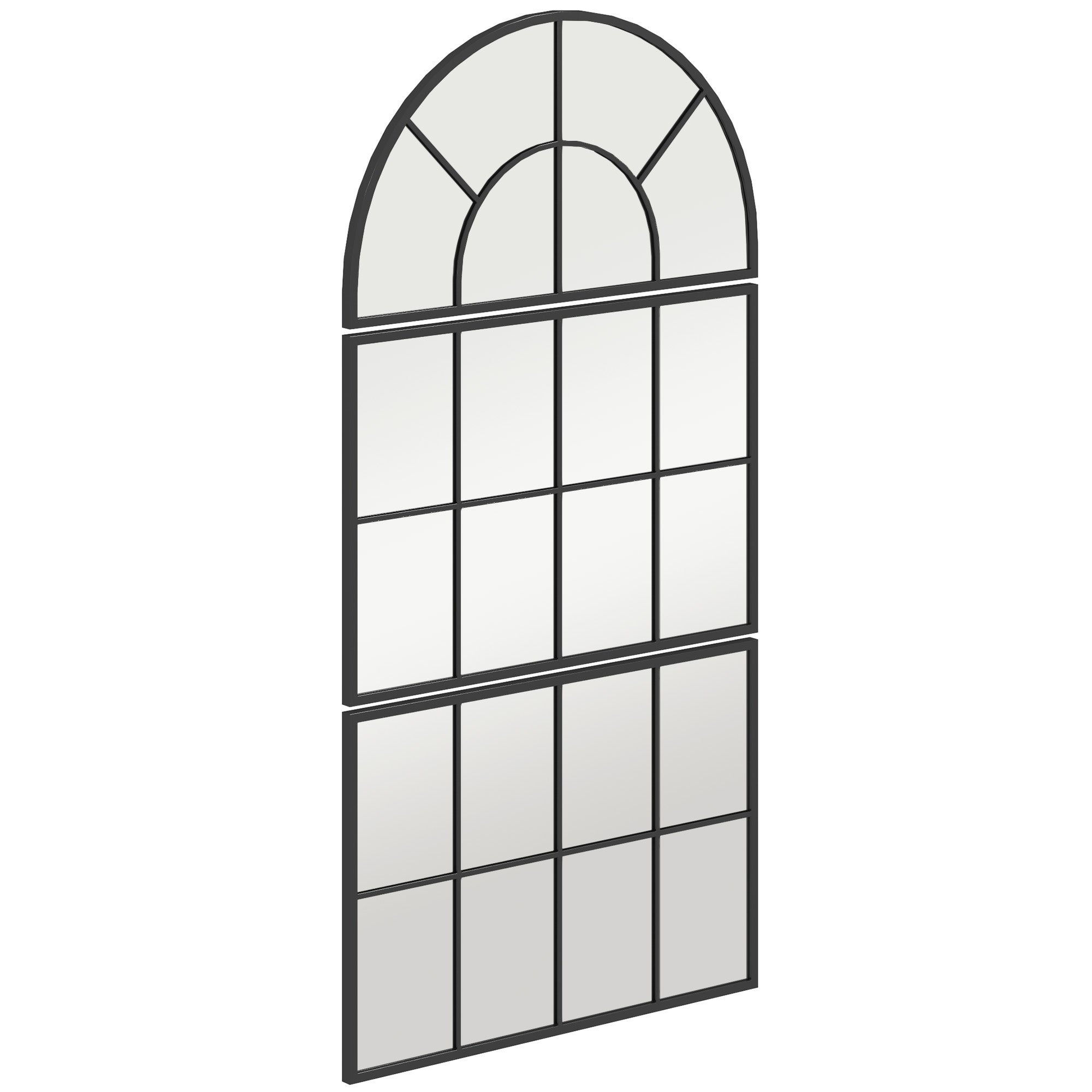 Miroir mural arqué, miroir mural en forme de fenêtre, ensemble de 3 pièces, cadre en métal, pour salon, chambre à coucher, couloir, 76 x 149 cm noir
