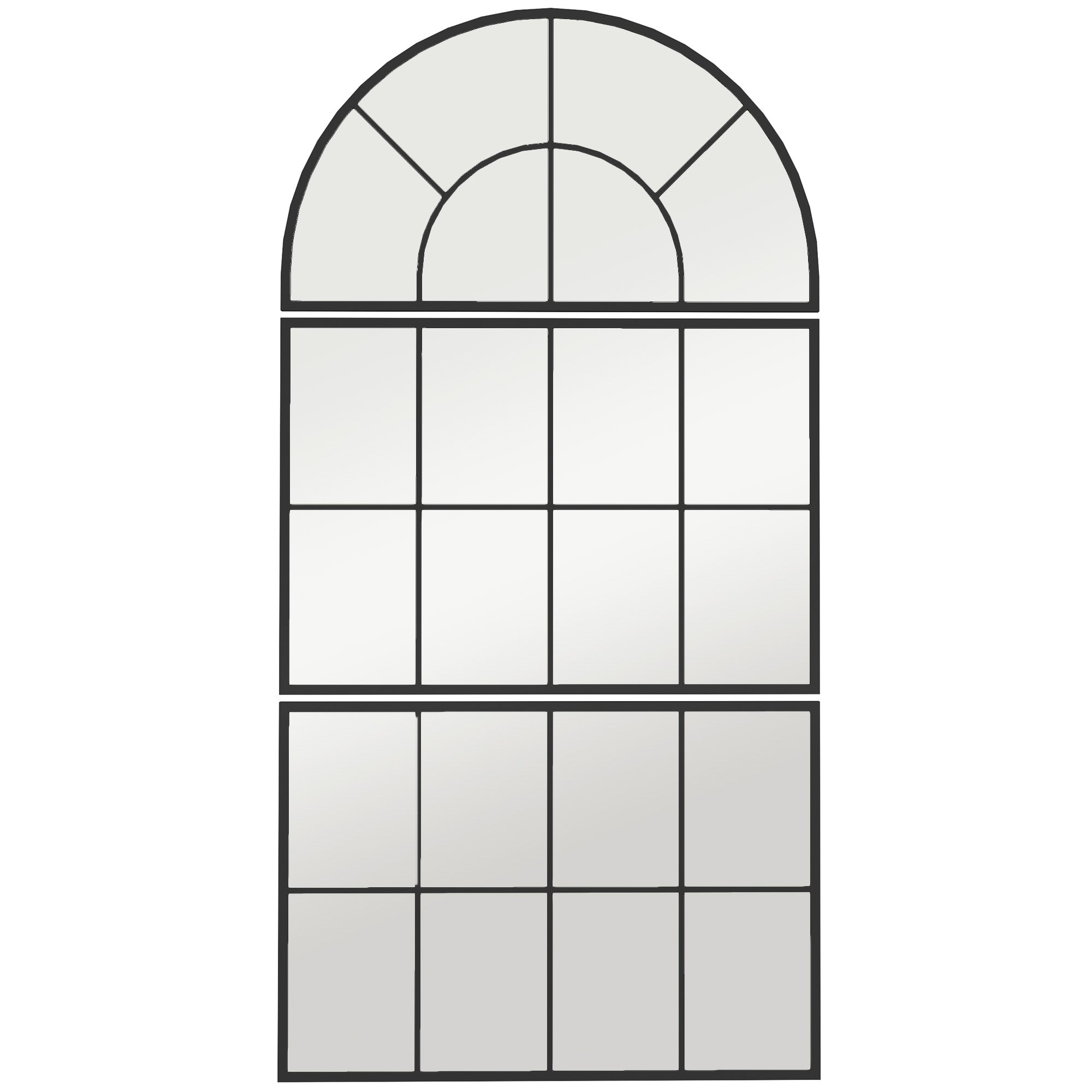 Miroir mural arqué, miroir mural en forme de fenêtre, ensemble de 3 pièces, cadre en métal, pour salon, chambre à coucher, couloir, 76 x 149 cm noir