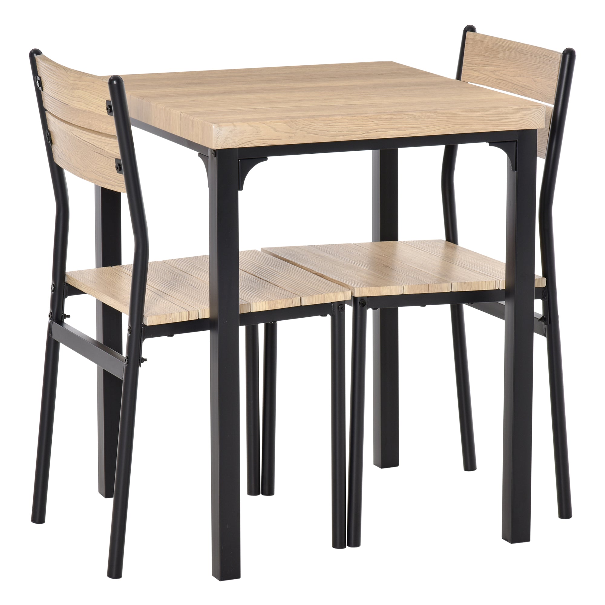 Ensemble table et chaises pour 2 personnes, table de cuisine avec chaises, table à manger 3 pièces avec 2 chaises encastrables, pour cuisine salon maison, bois de chêne clair