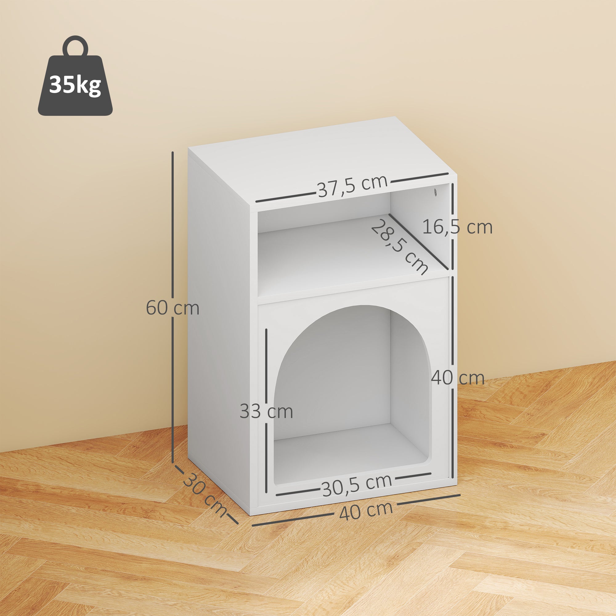 Lot de 2 tables de chevet, table de nuit avec compartiments ouverts, design arqué, chevet de lit pour chambre à coucher, salon, 40 x 30 x 60 cm, blanc