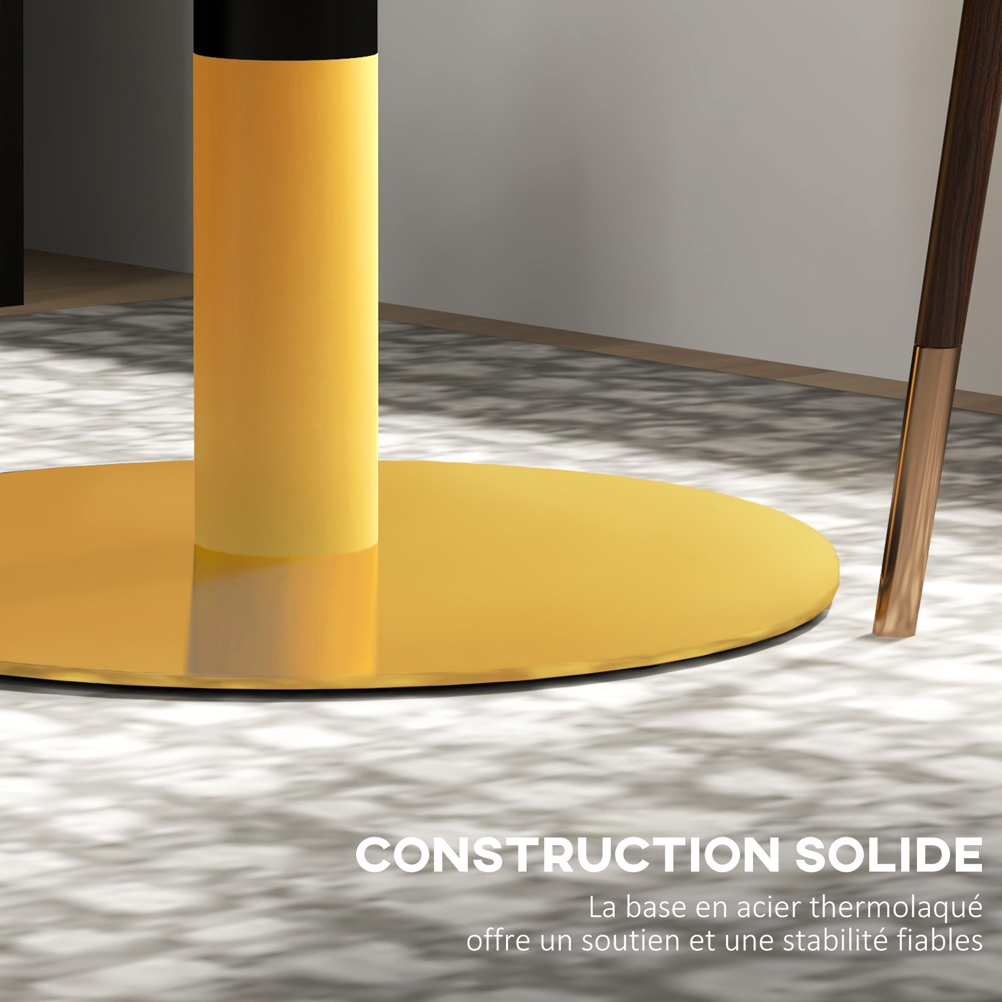 Table de bar ronde table de bistro mange-debout table de cuisine style contemporain cadre en acier dim. 60L x 60l x 102H cm noir