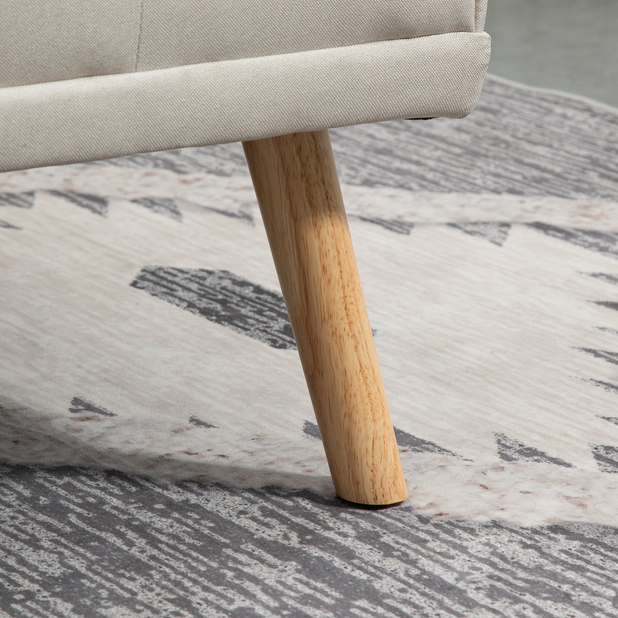 Canapé convertible 3 places design scandinave inclinaison dossier réglable 3 niveaux dossier centrale rabattable 2 porte-verres bois massif lin beige