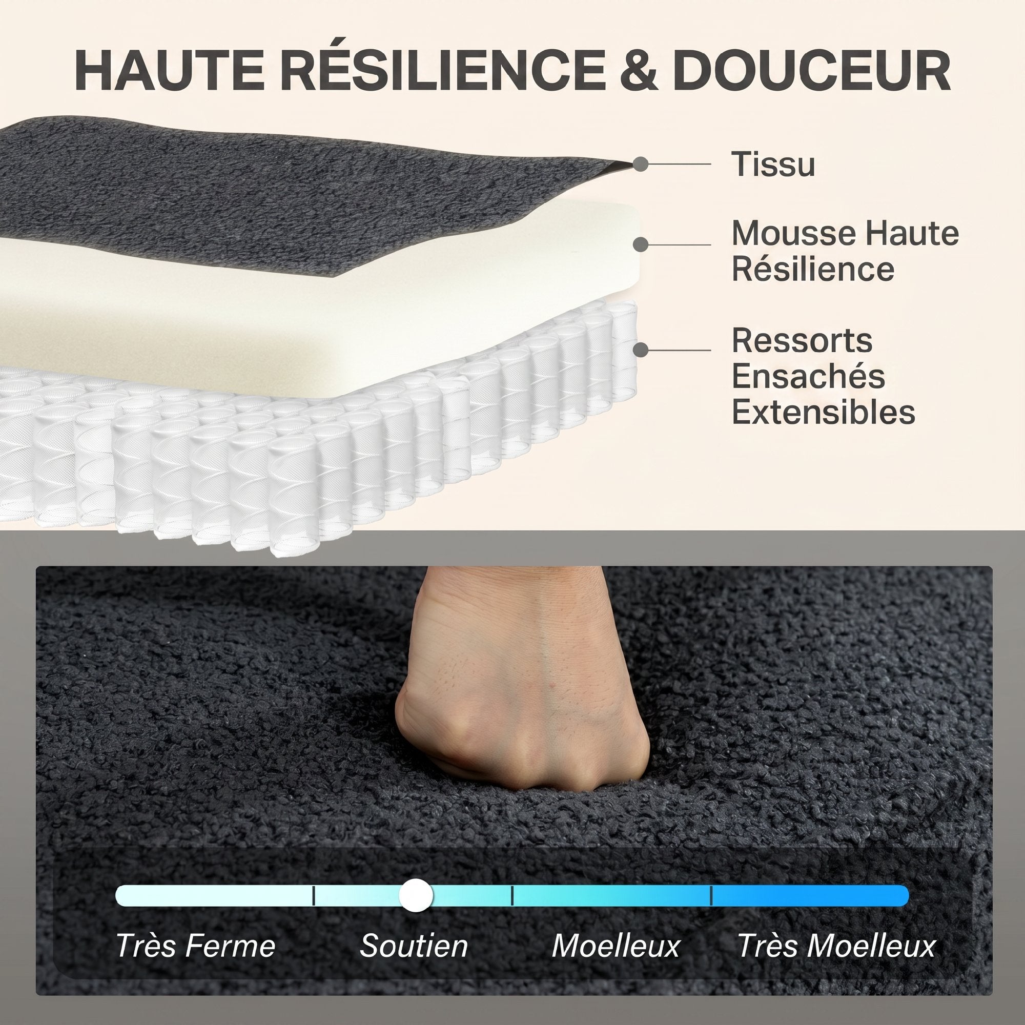 Fauteuil inclinable en polaire Teddy, fauteuil de relaxation avec repose-pieds extensible, assise rembourrée, Ressorts ensachés, pour salon, bureau, home cinéma, gris foncé