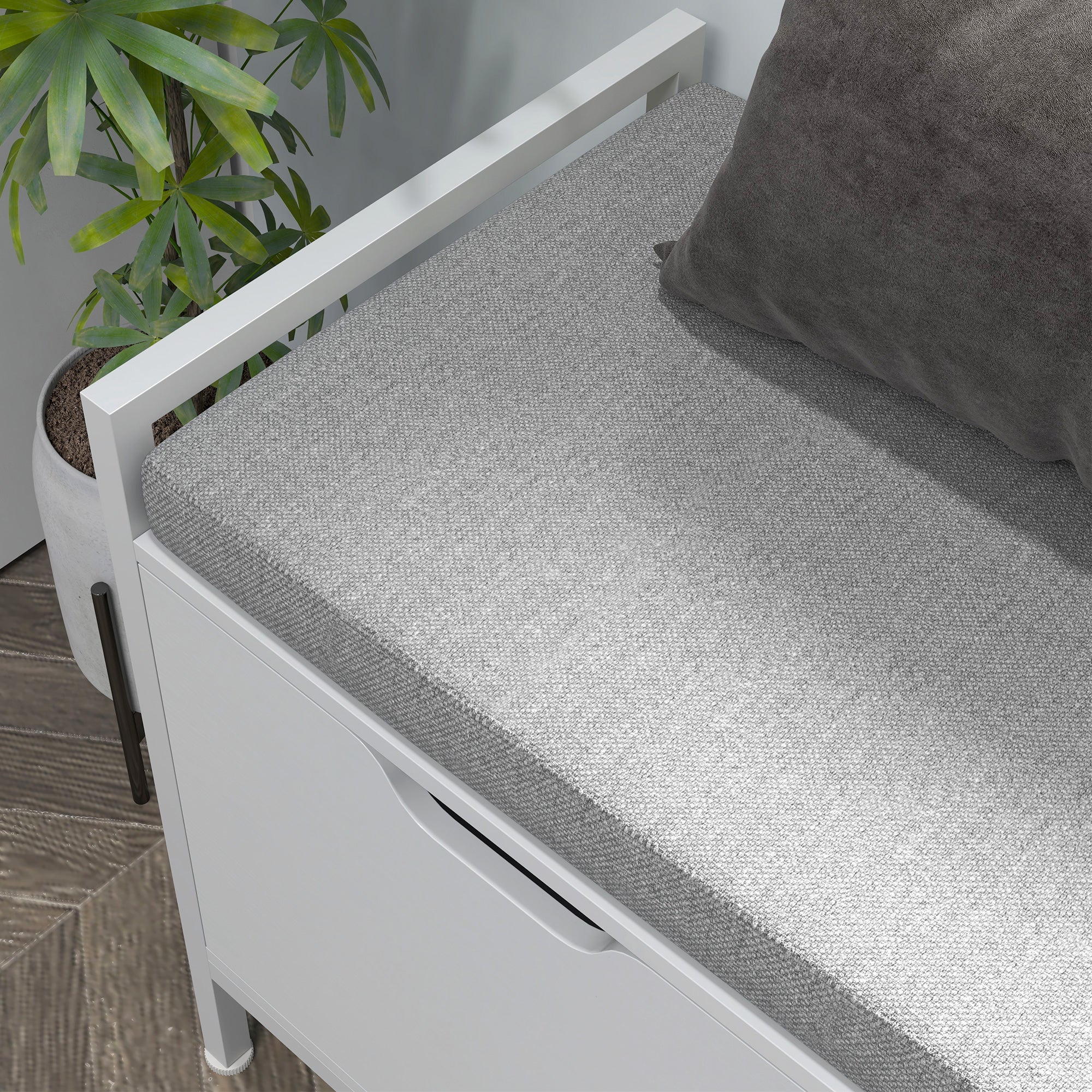 Banc à chaussures meuble à chaussures, 2 placards, meuble d'entrée avec coussin rembourrée, pour couloir, entrée, chambre, 84l x 35P x 50H cm, blanc