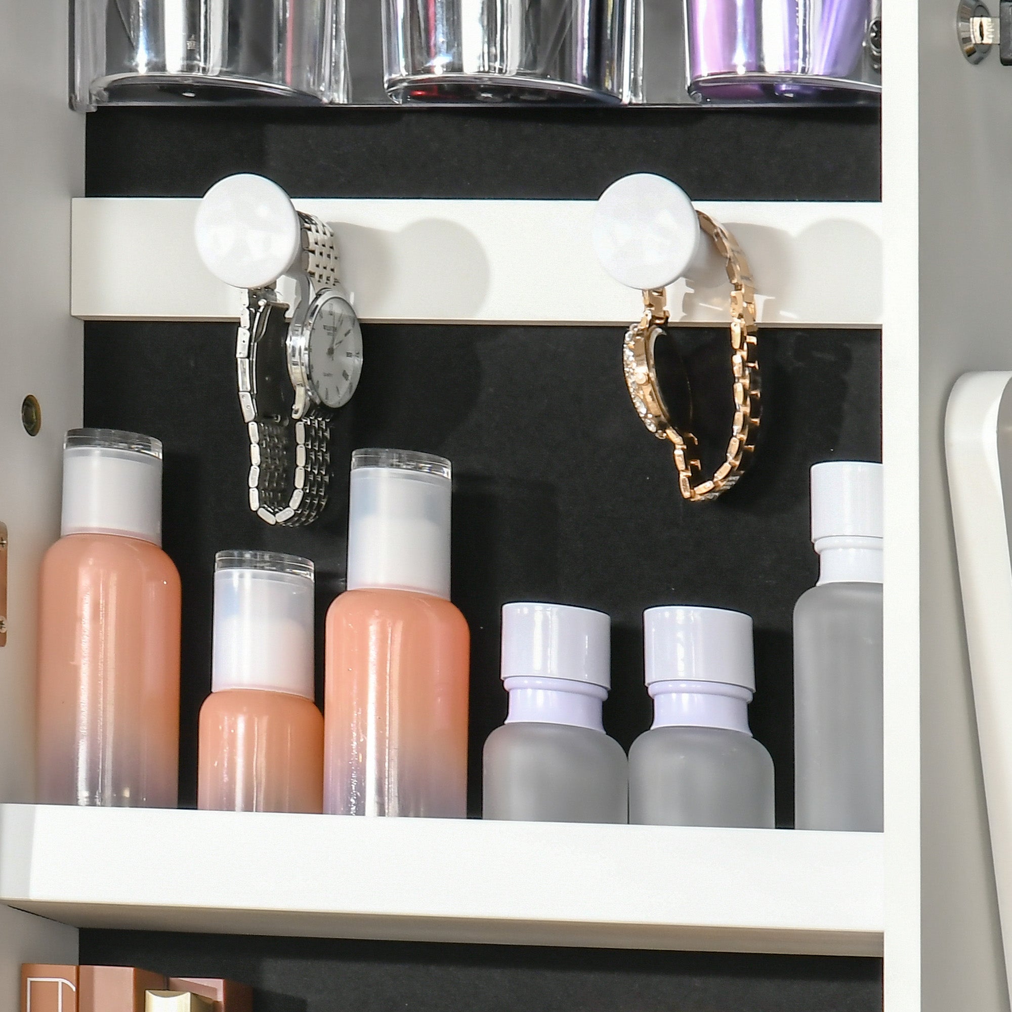 Armoire à bijoux LED avec miroir sur pied range bijoux avec éclairage à écran tactile blanc