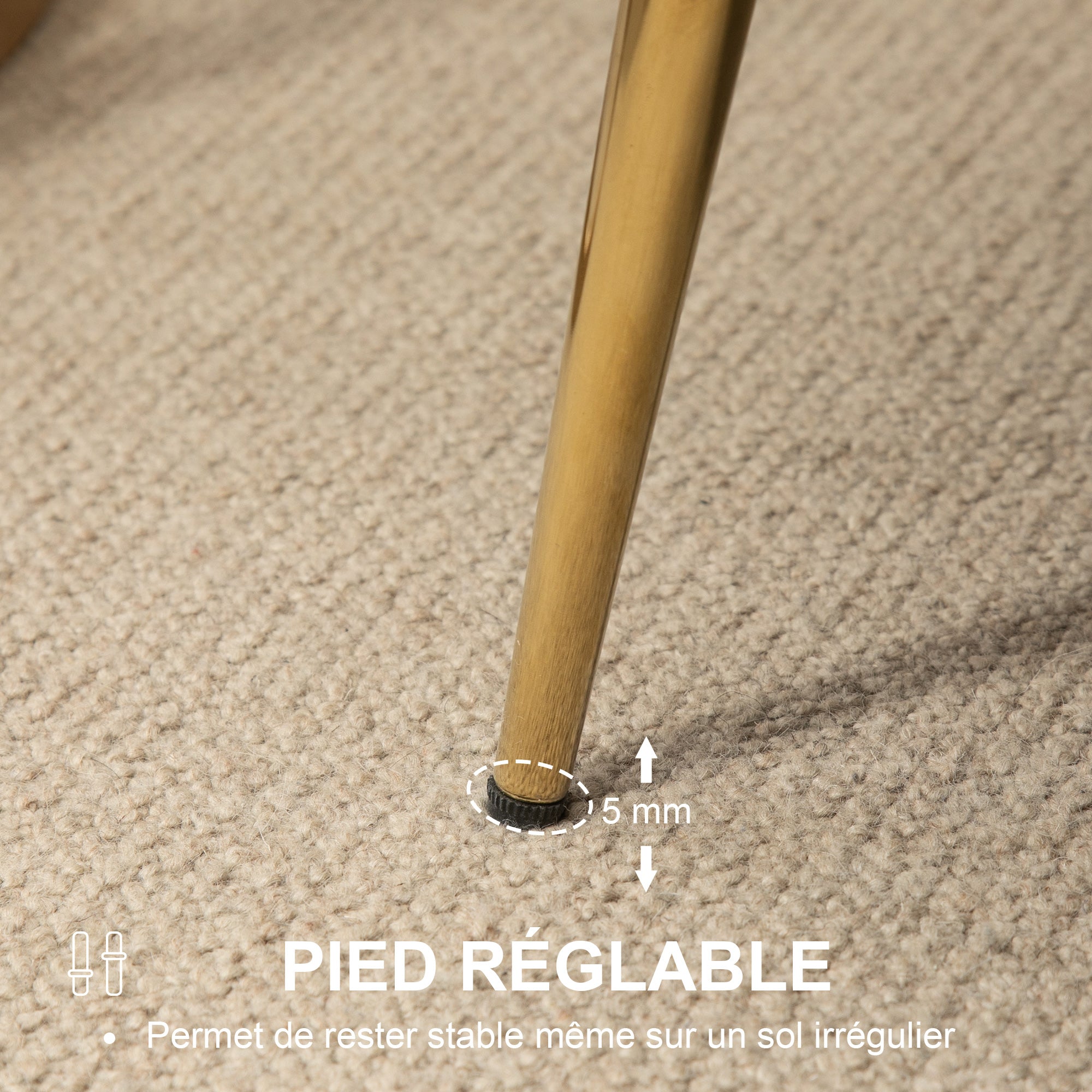 Canapé 2 places en tissu velours, petit canapé, en forme de coquillage, avec coussin épais de 10 cm, canapé, structure en métal, pieds dorés effilés, facile à assembler, crème