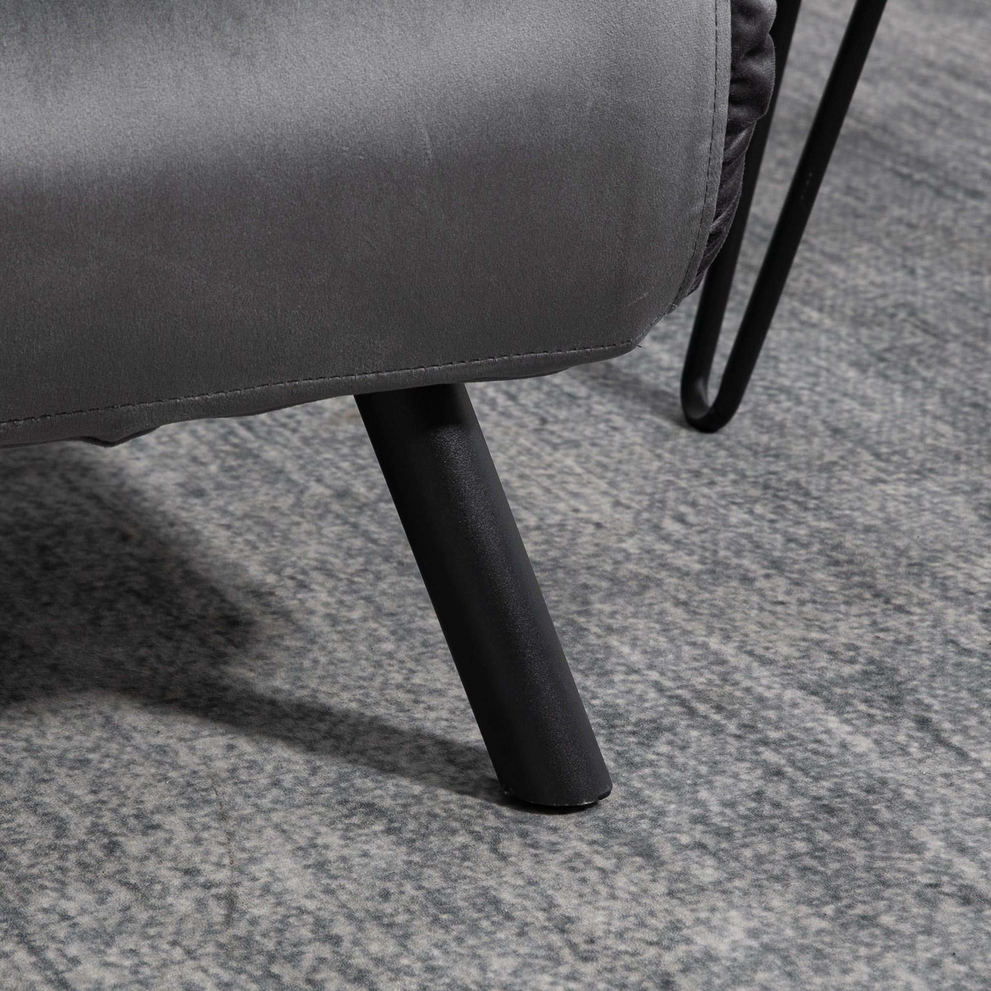 Canapé convertible 2 places 4 en 1, chauffeuse, fauteuil-lit pliant avec dossier réglable 5 niveaux et 2 coussins rembourrés, tissu effet velours pour salon, chambre d'amis, 102x73x81cm, gris