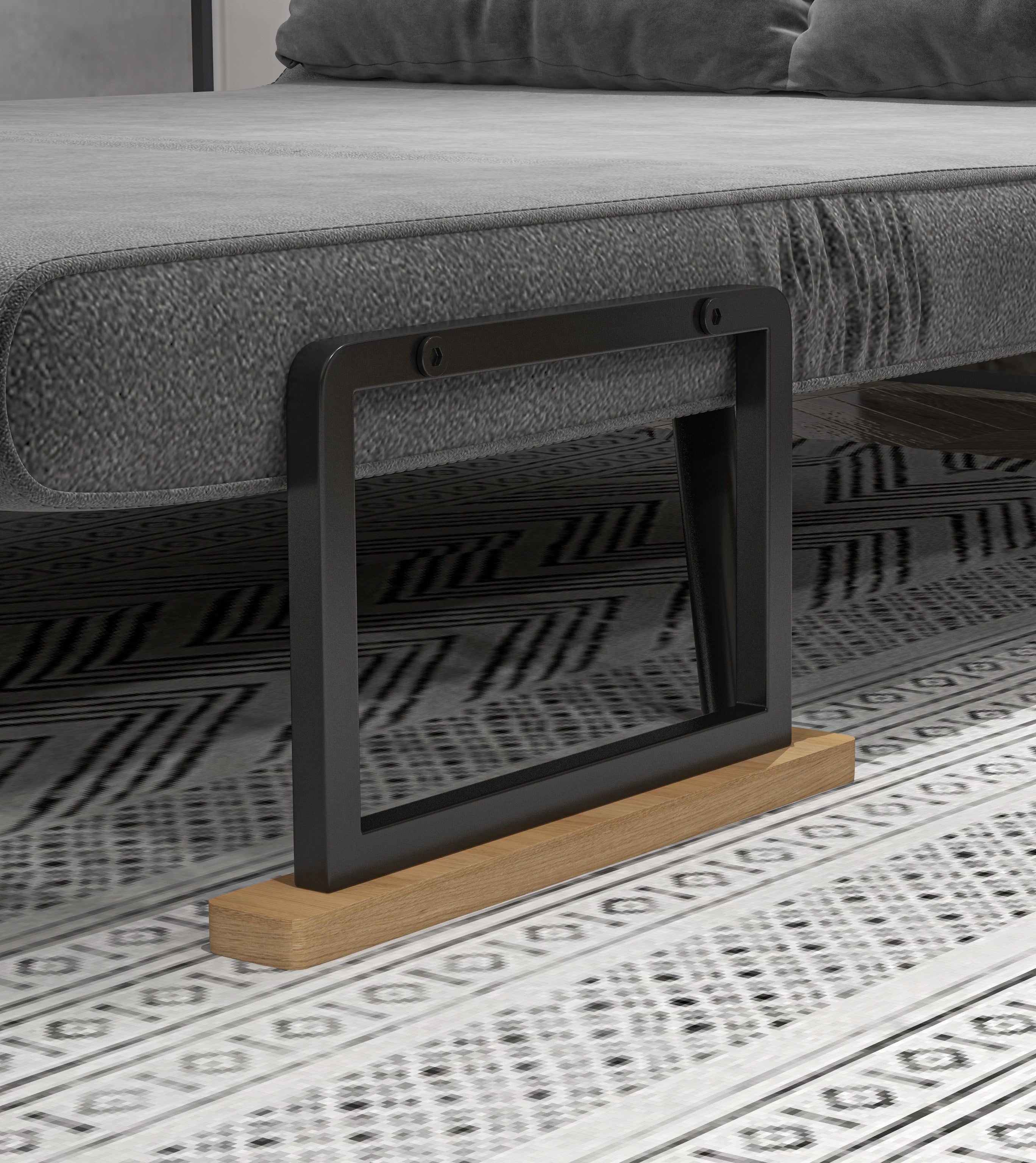 Canapé convertible 2 places 4 en 1, chauffeuse, fauteuil-lit pliant avec dossier réglable 5 niveaux et 2 coussins rembourrés, tissu effet velours pour salon, chambre d'amis, 102x73x81cm, gris