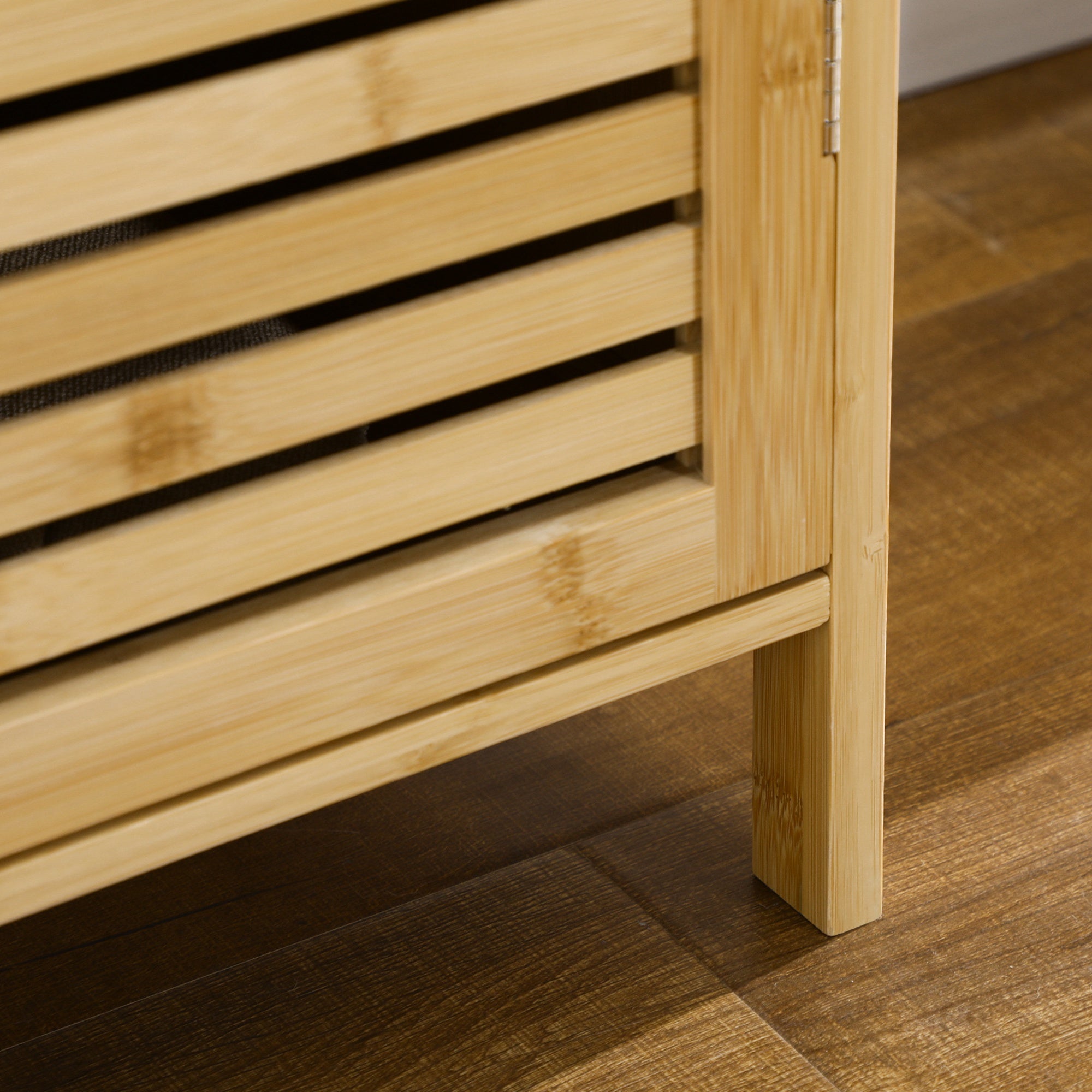 Meuble à chaussures armoire à chaussures style naturel - 3 portes ajourées et étagères en bambou - dim. 100L x 35l x 80H cm bois naturel